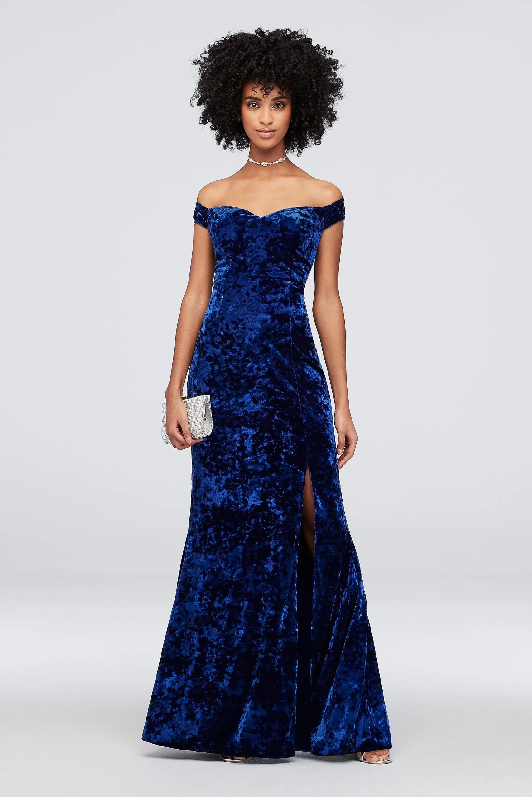 Crushed Velvet Off-the-Shoulder Sheath Dress