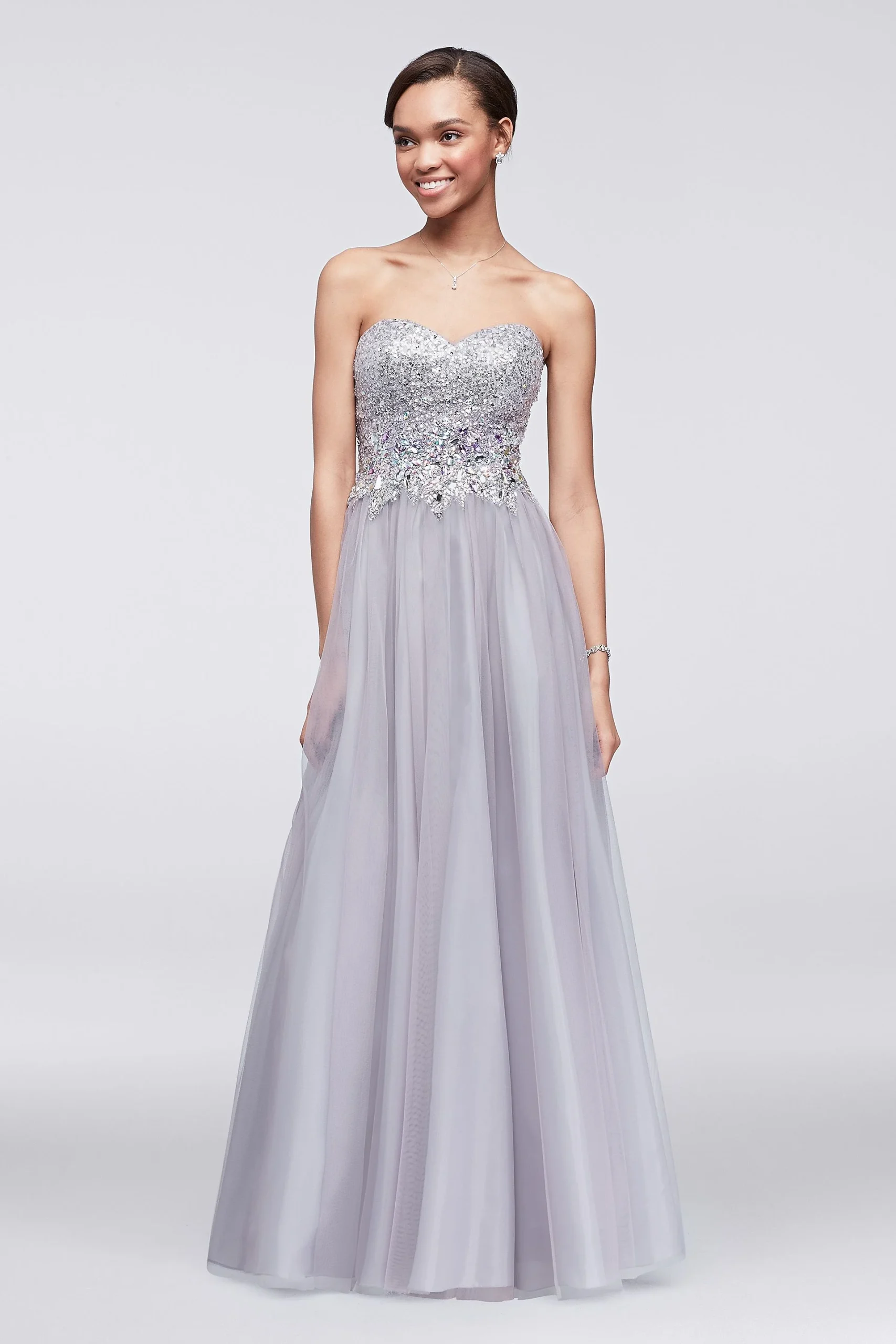 Crystal Beaded Strapless Ball Gown