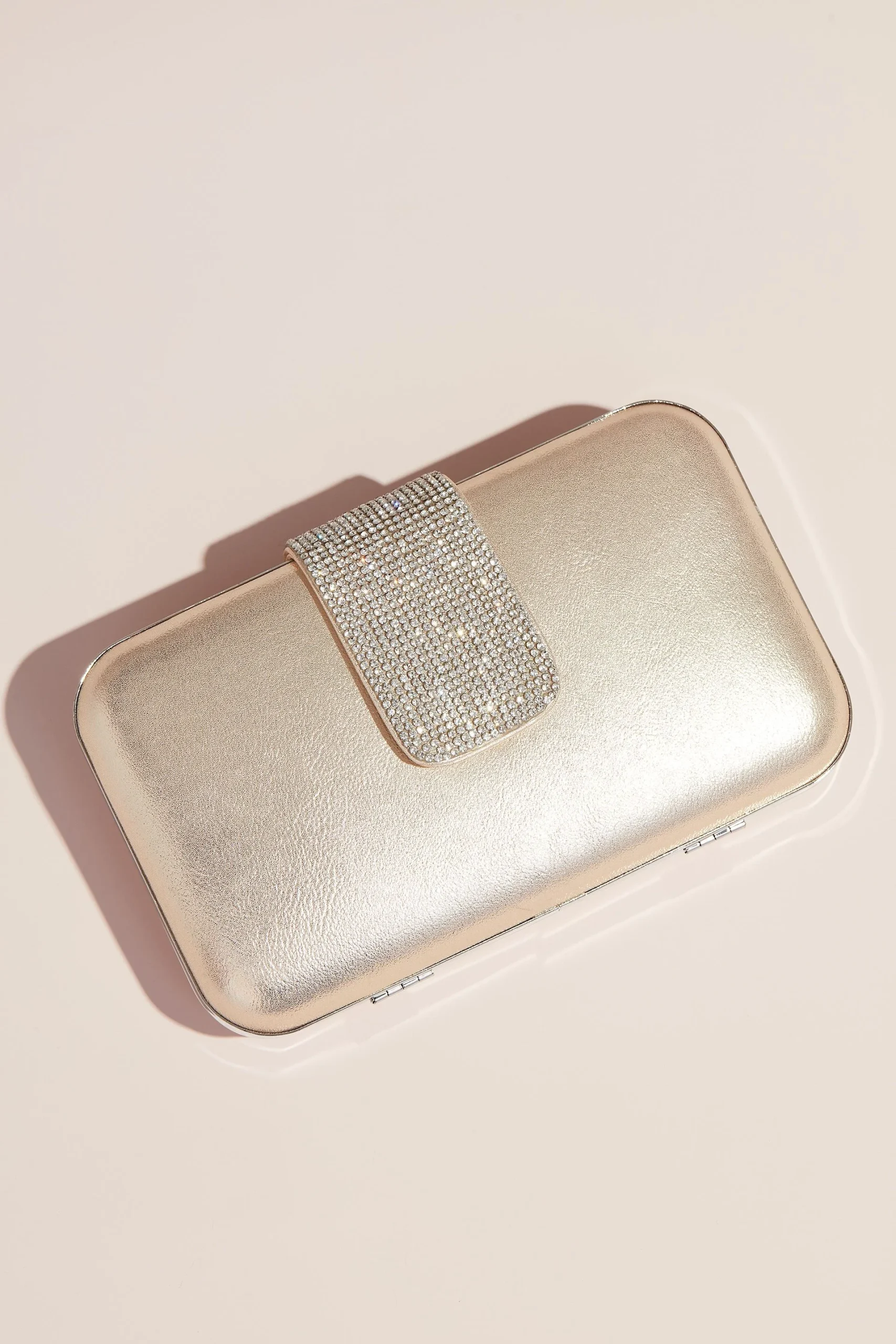 Crystal Closure Metallic Minaudiere