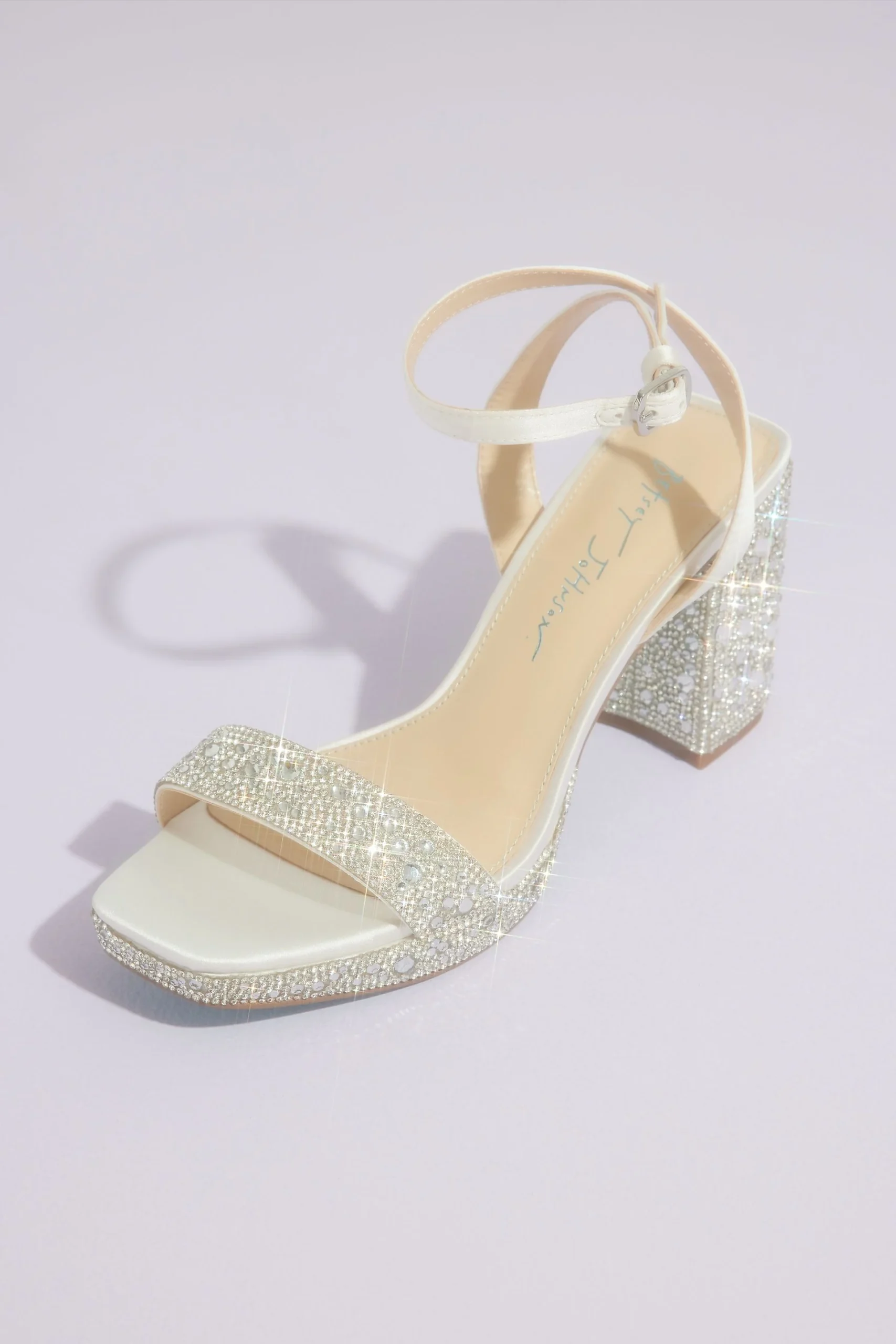 Crystal Embellished Block Heel Platform Sandals
