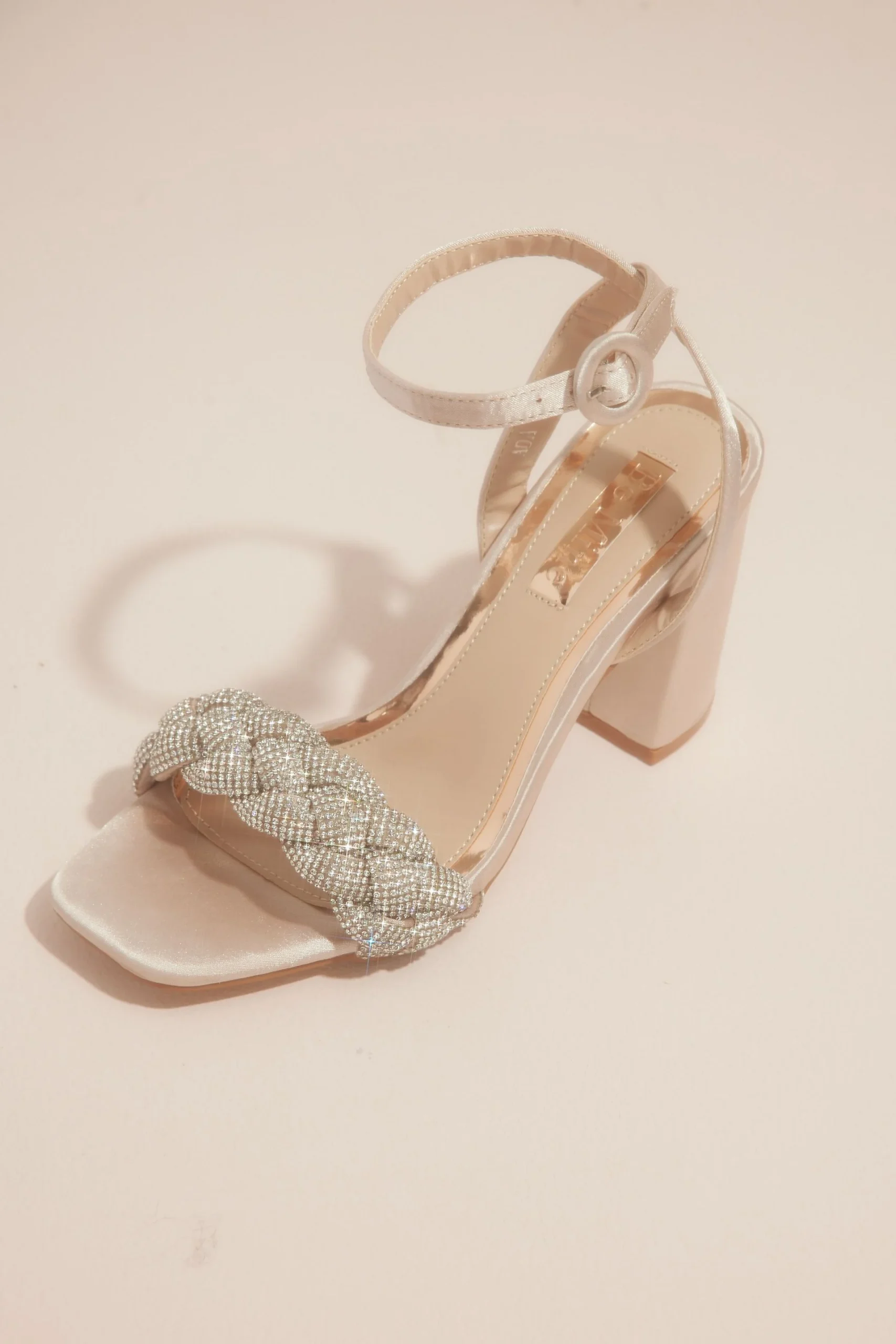 Crystal Embellished Braided Strap Heeled Sandals