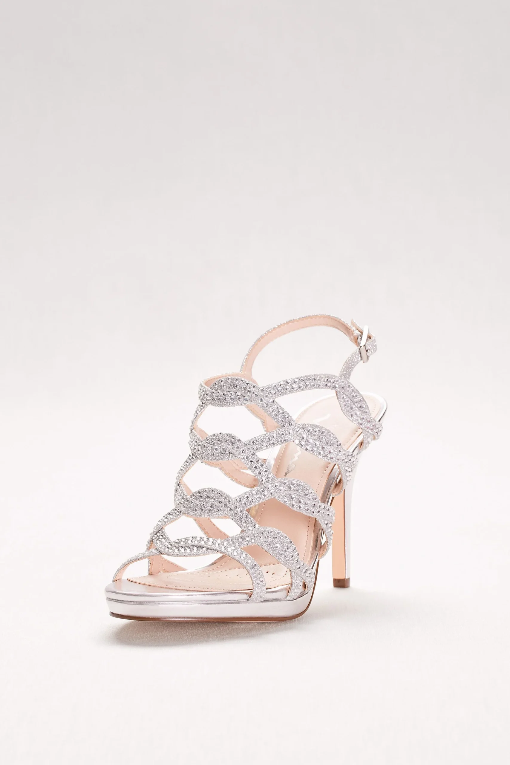 Crystal-Embellished Caged Platform Heels