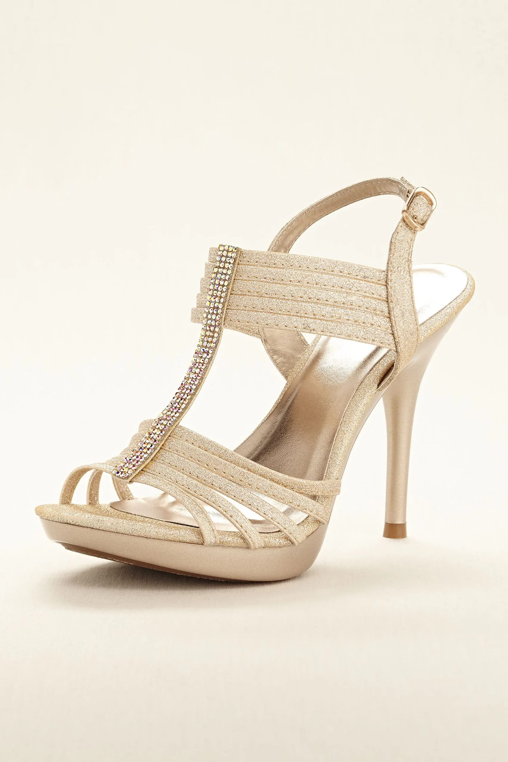 Crystal Embellished T-Strap High Heel Sandal