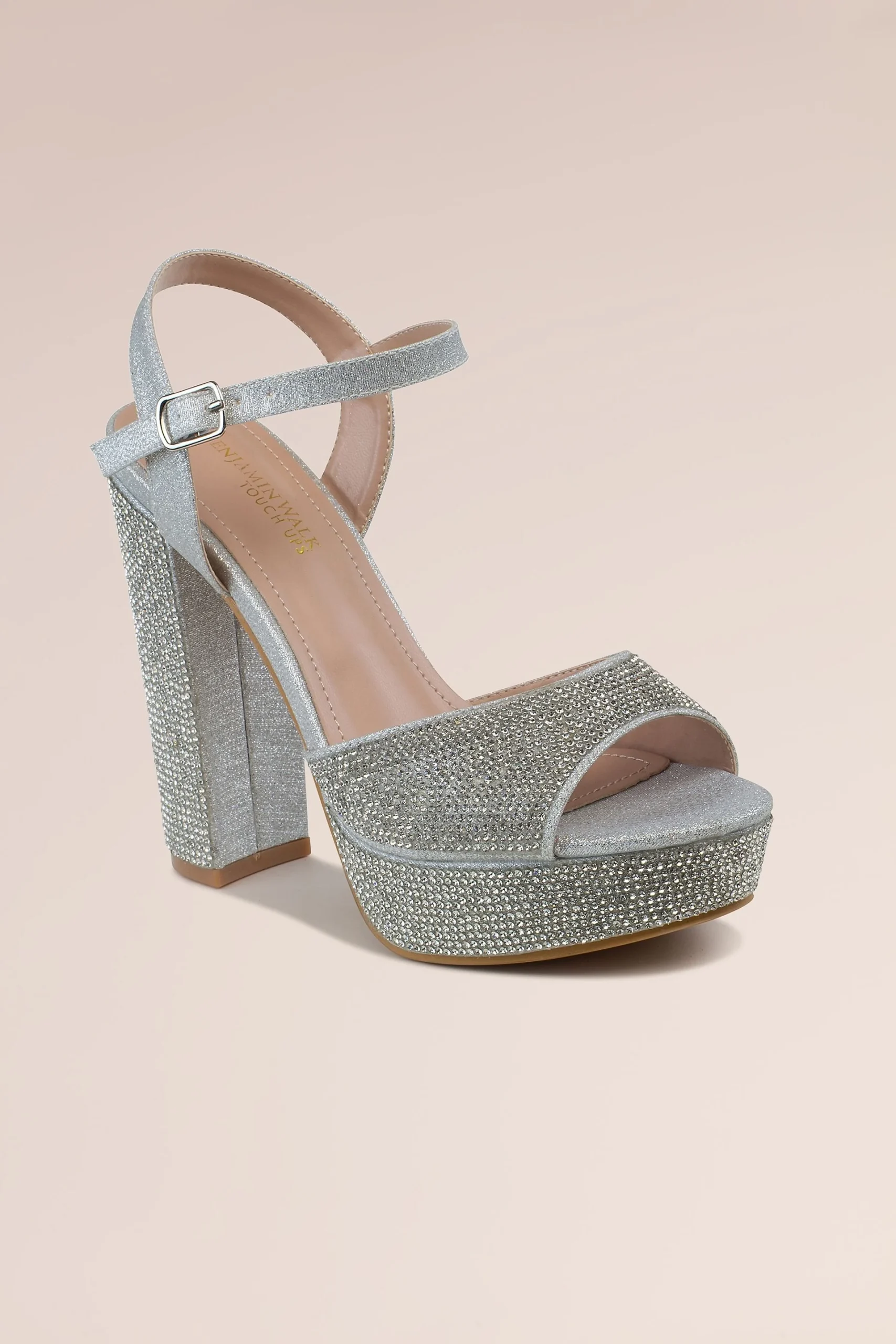 Crystal Encrusted Chunky Block Heels