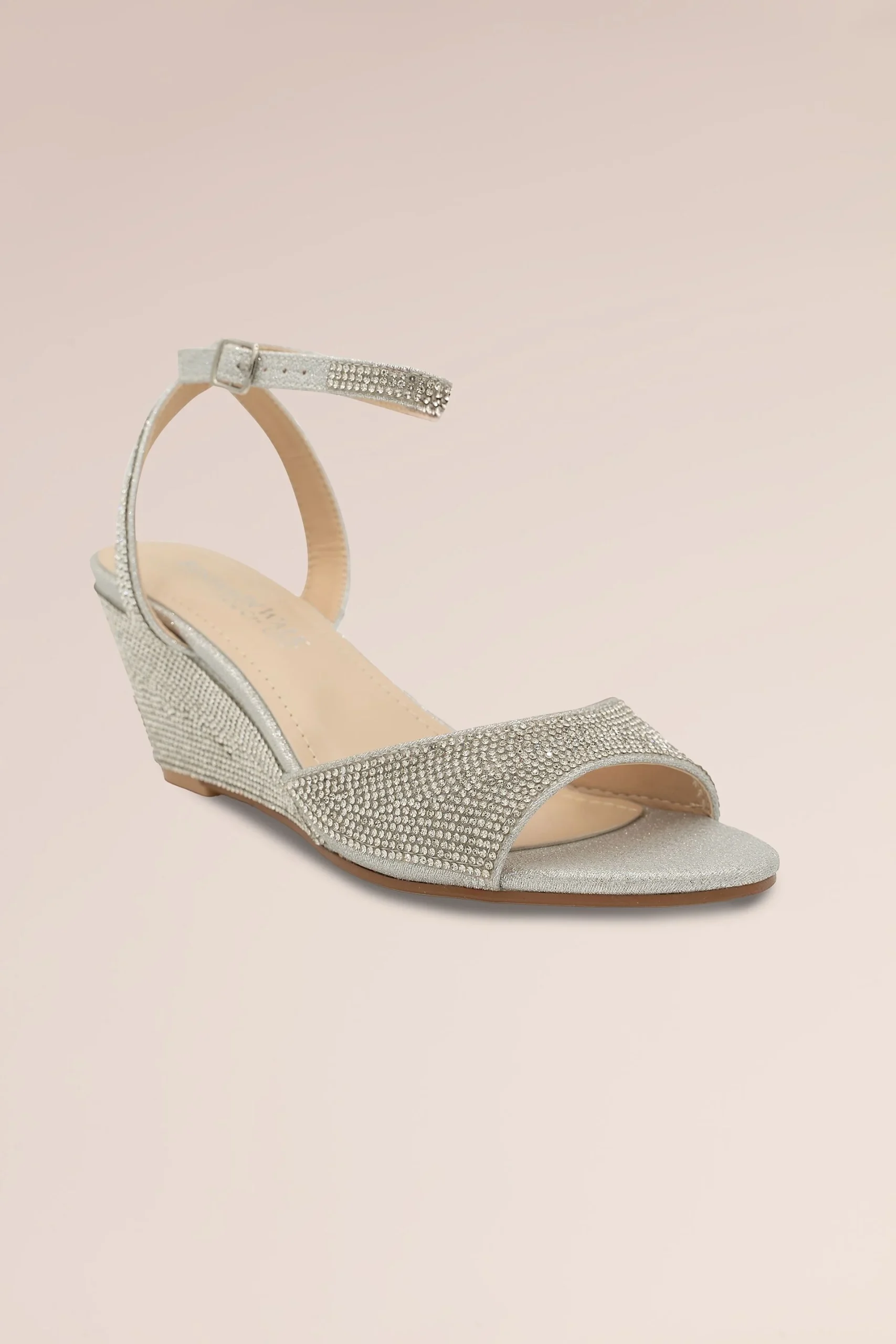 Crystal Encrusted Mid Height Wedge Sandals