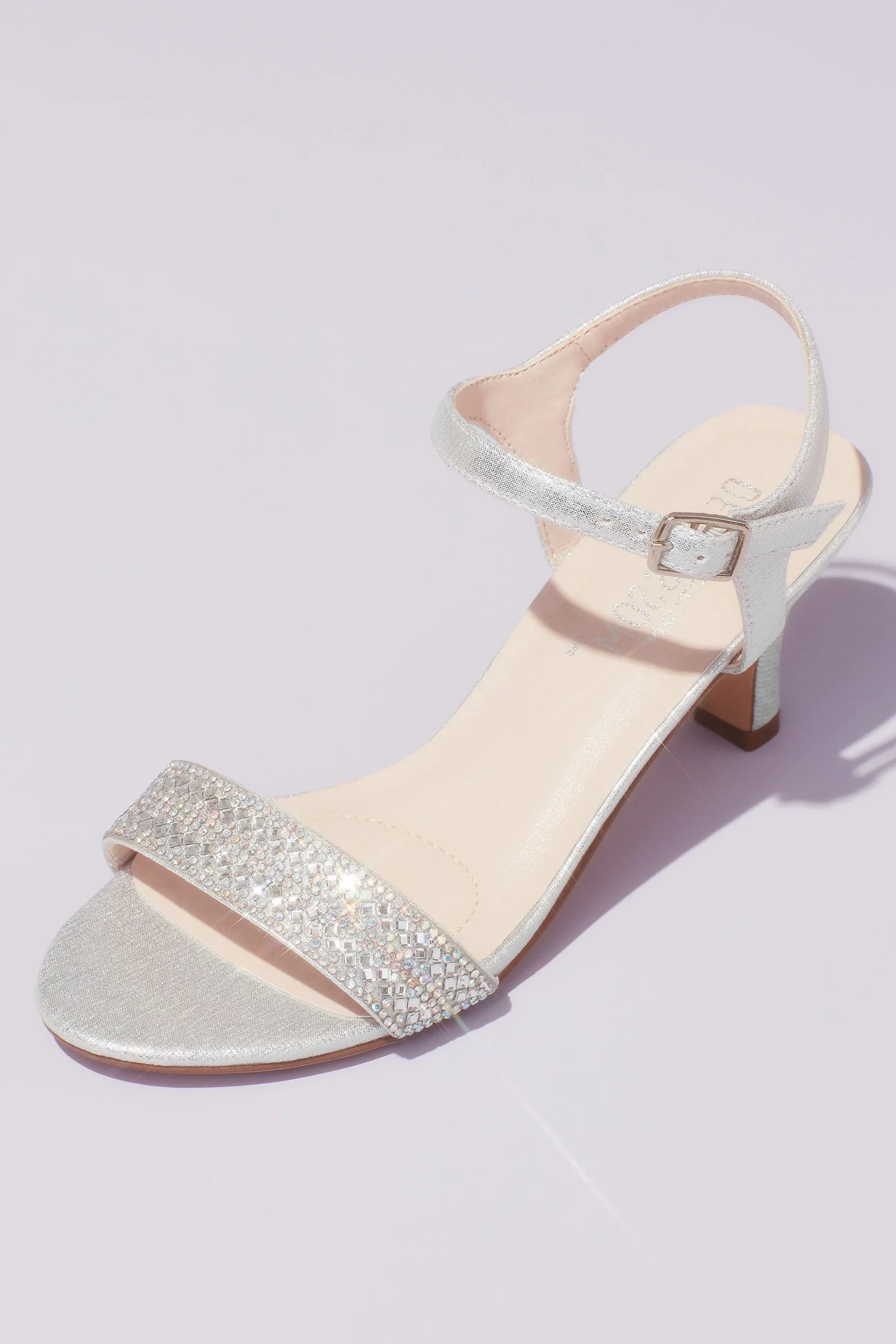 Crystal Encrusted Strap Heeled Ankle Sandals