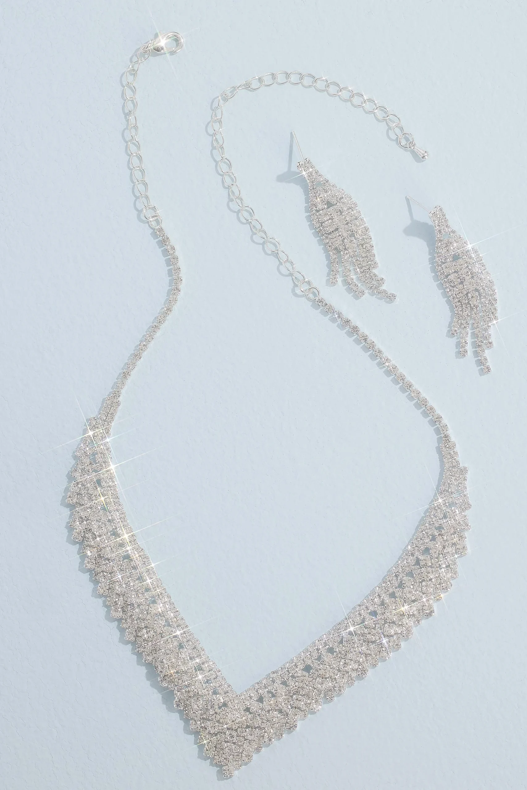 Crystal Fringe Necklace and Earring Set