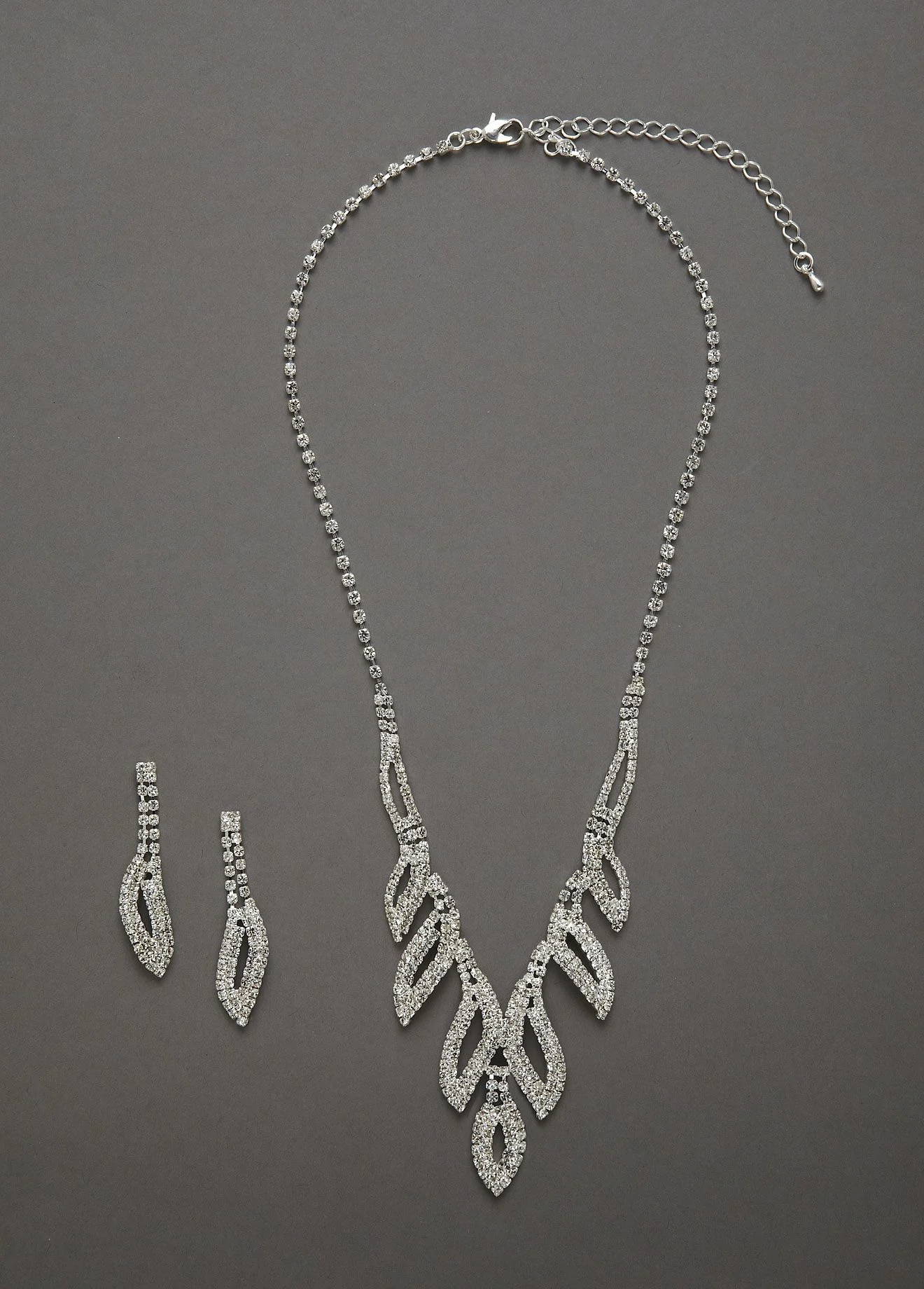 Crystal Leaf Design Necklace and Earring Set