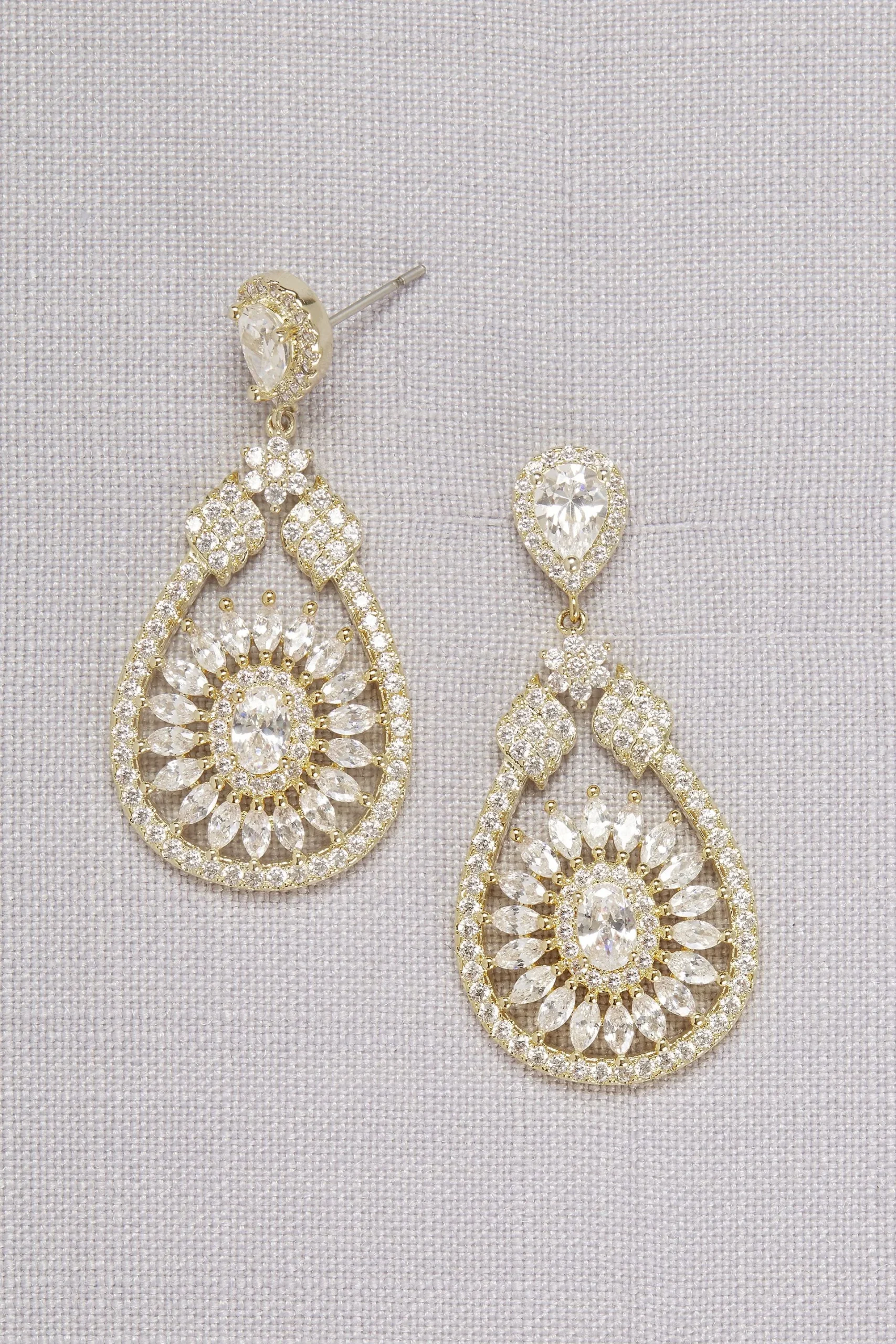 Crystal Medallion Drop Earrings