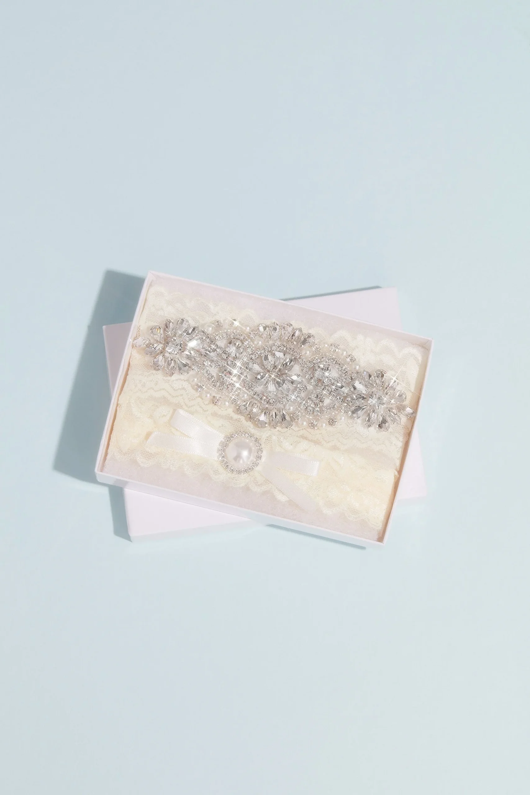 Crystal Medallion Lace Garter