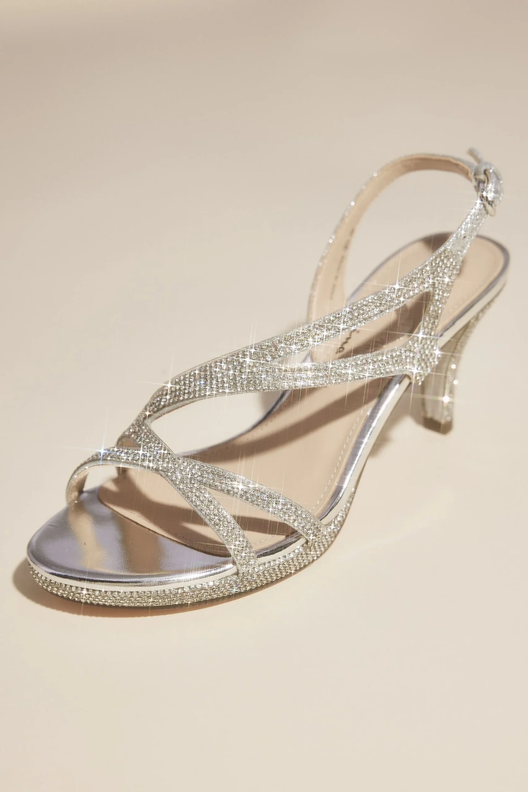 Crystal Mid Heel Platform Sandals