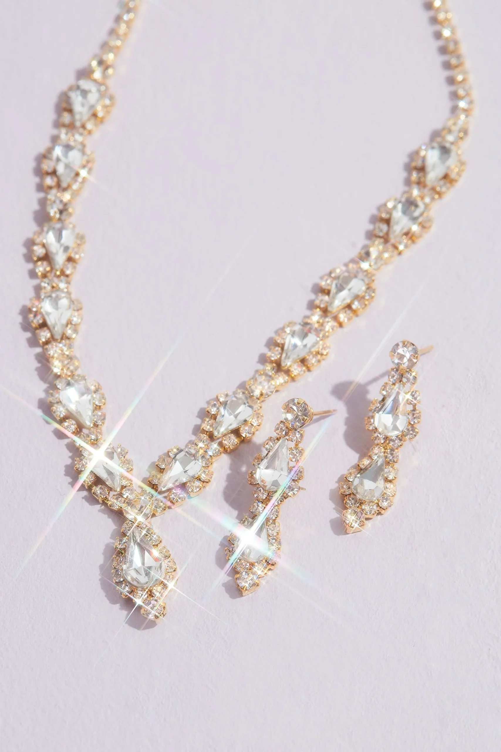 Crystal Pear Drop Quinceanera Jewelry Set