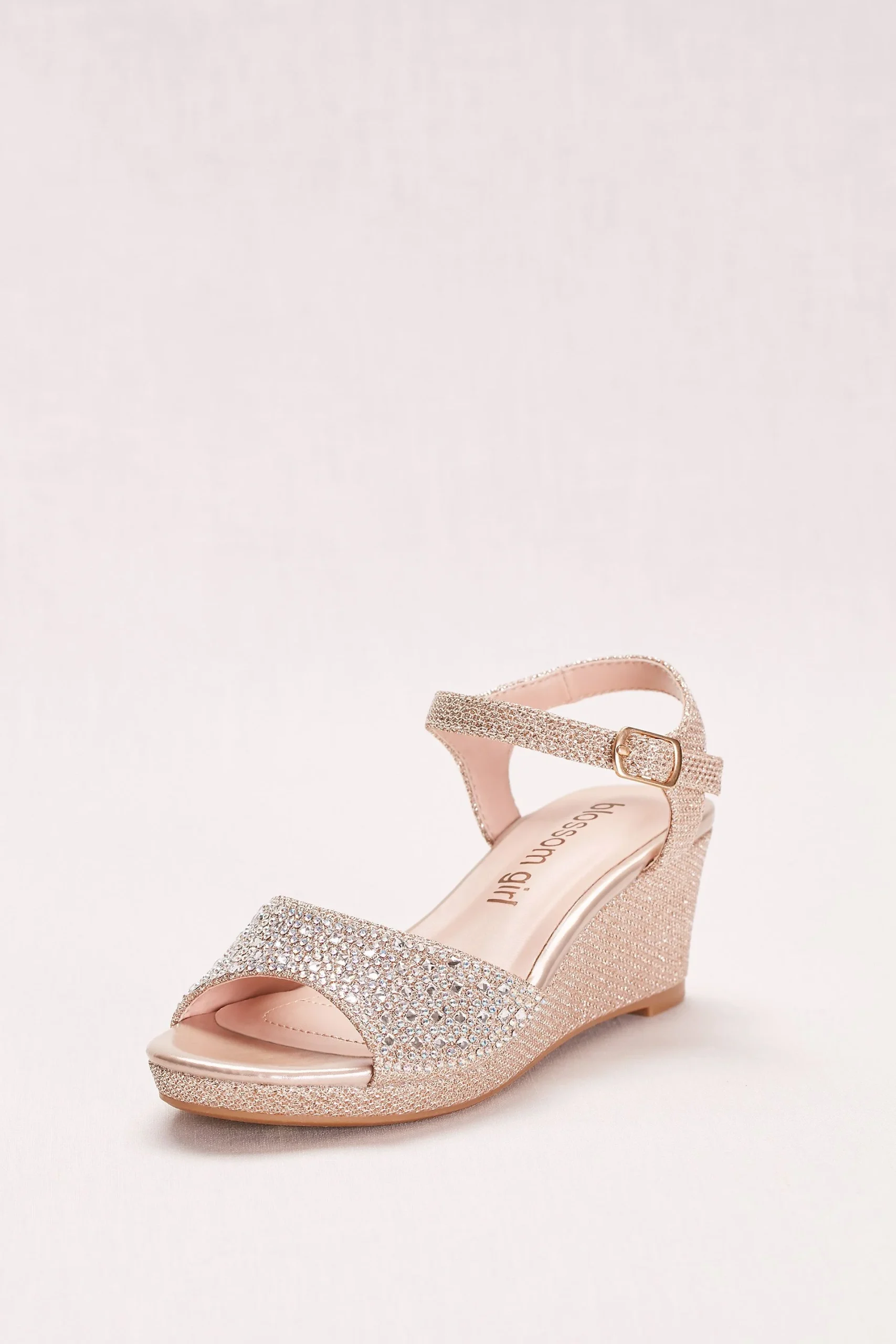 Crystal Studded Girls' Glitter Wedge
