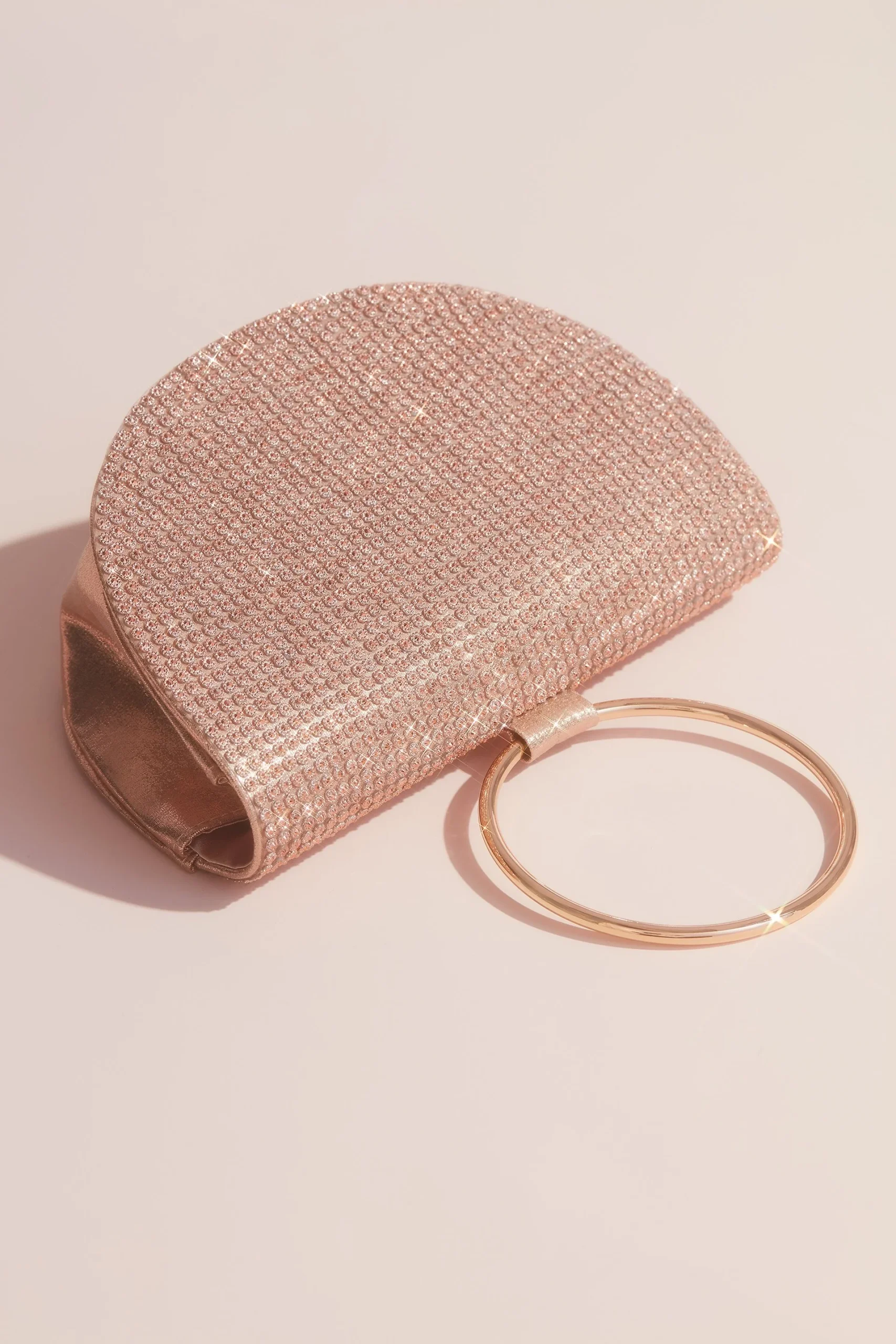 Crystal-Studded Half Moon Ring Clutch