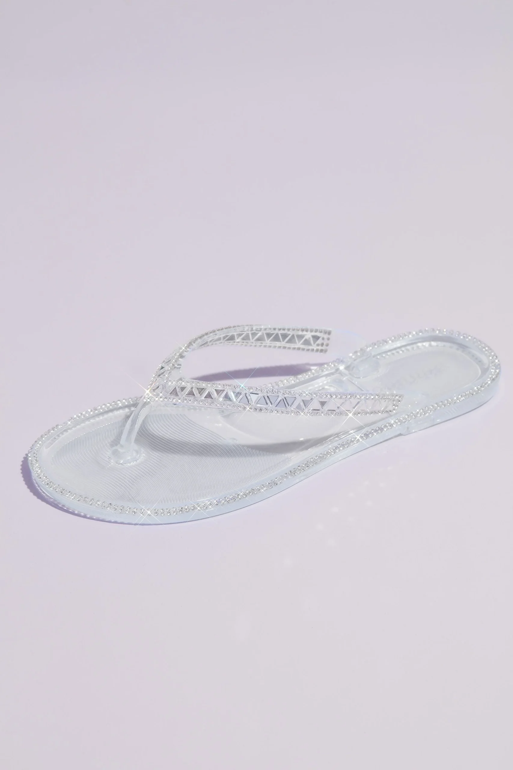 Crystal-Trimmed Clear Flip Flops