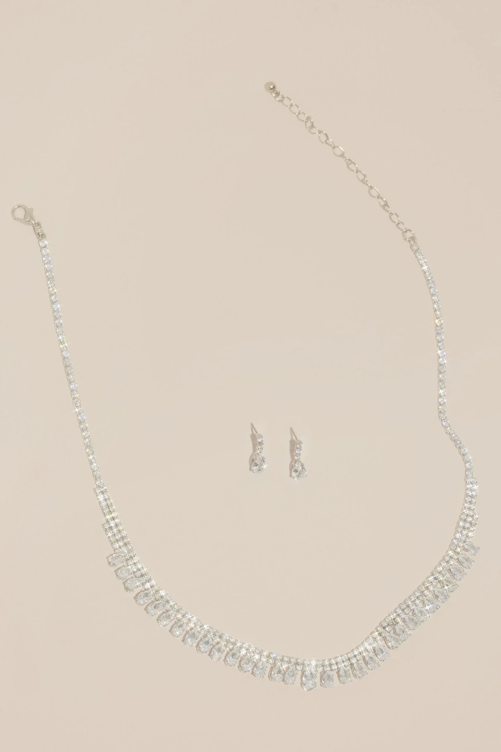 Cubic Zirconia Collar Necklace and Earring Set