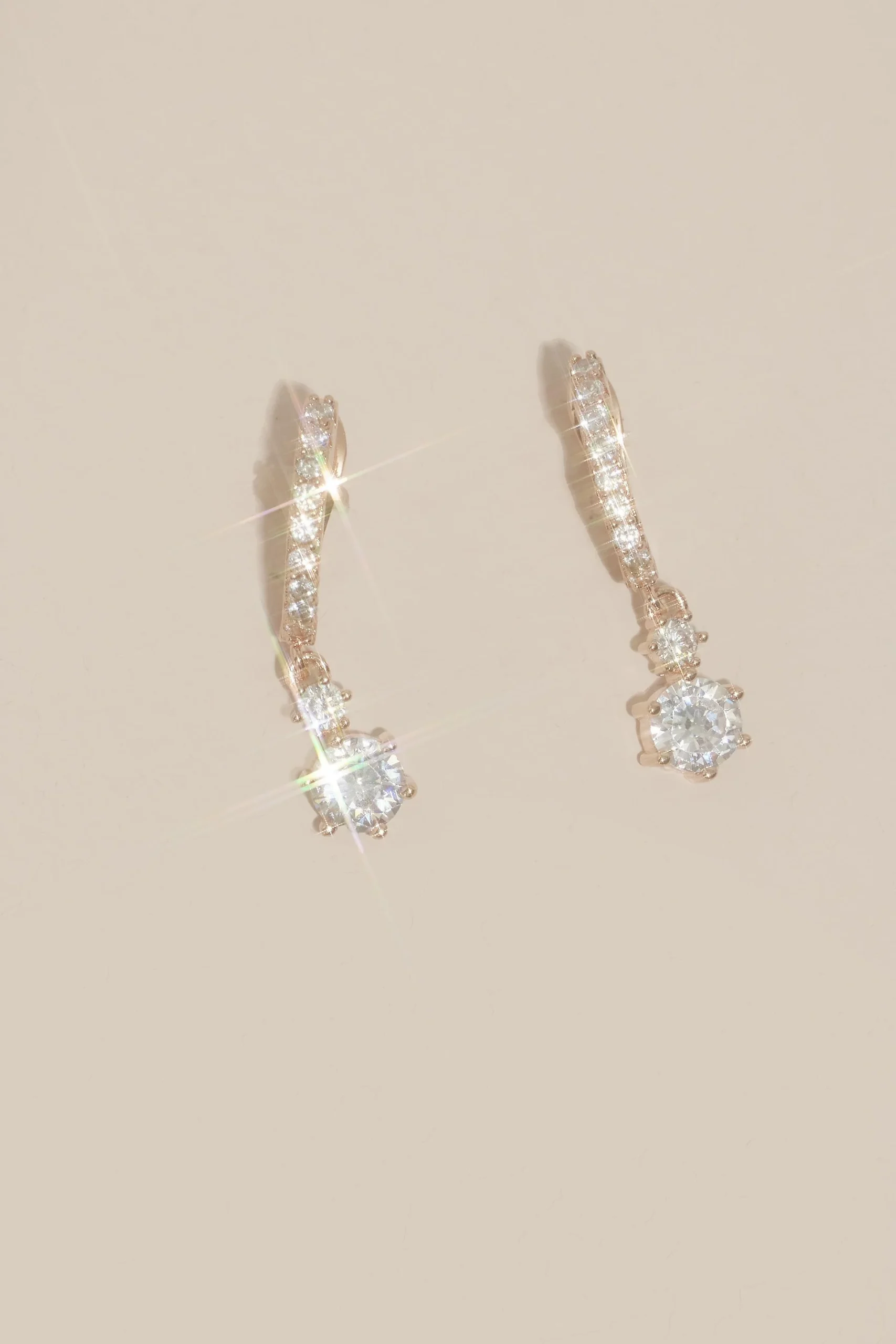 Cubic Zirconia Column Drop Earrings