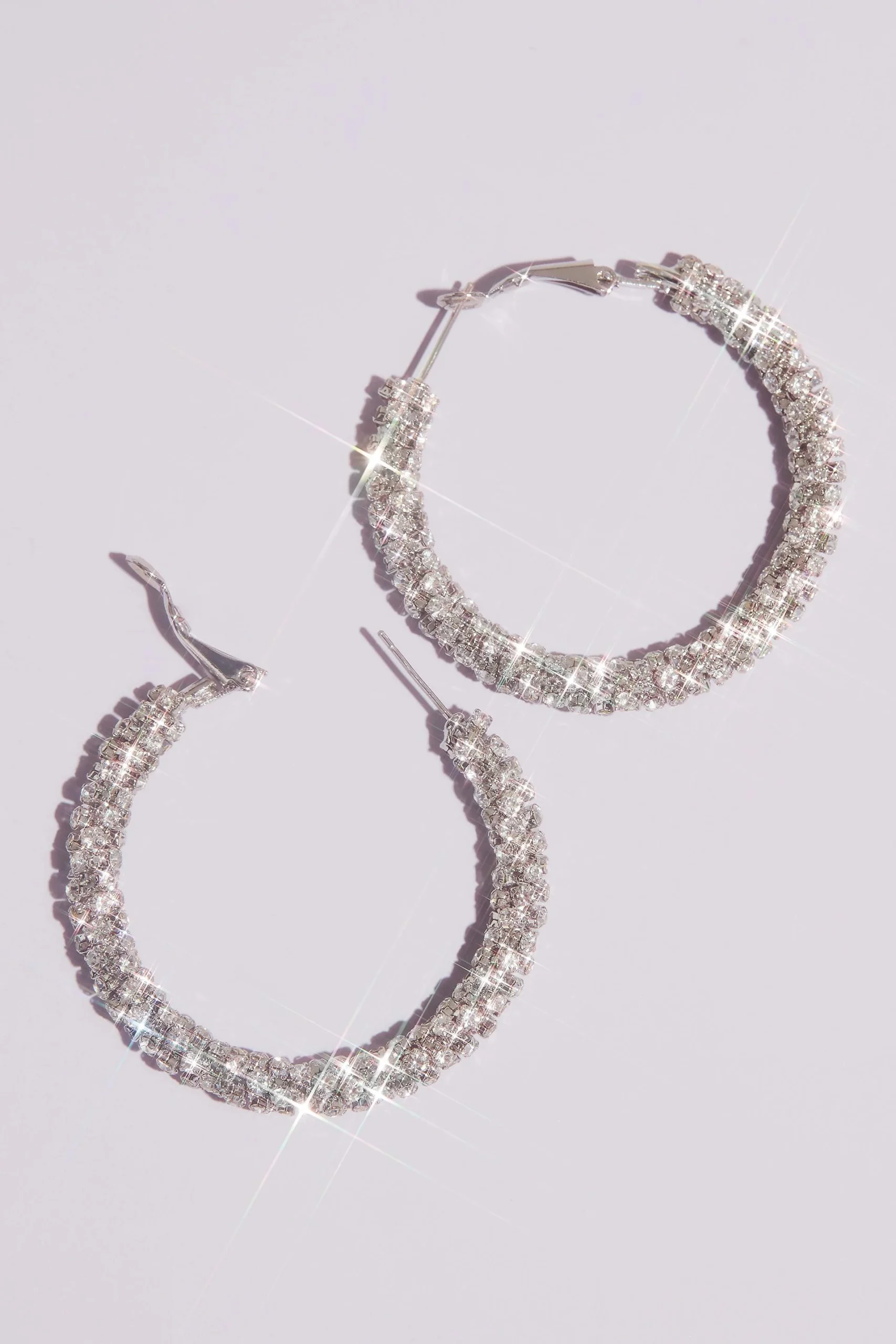 Cubic Zirconia Cupchain-Wrapped Hoop Earrings