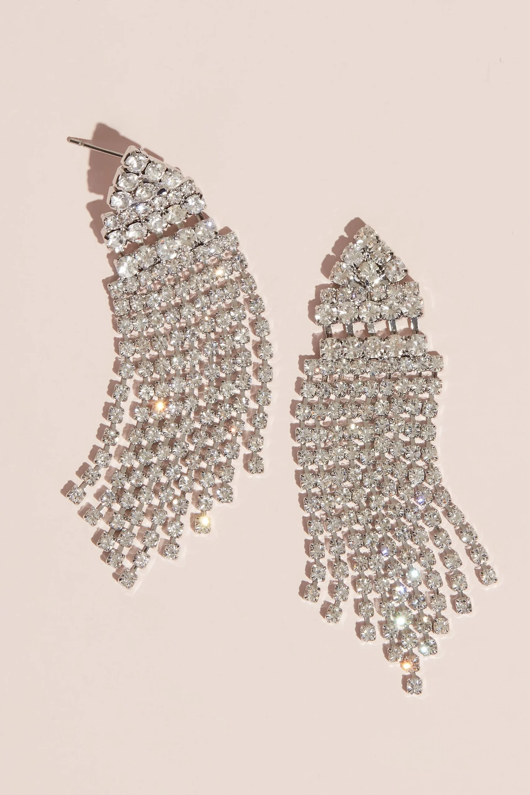 Cubic Zirconia Drop Earrings with Cascade Fringe