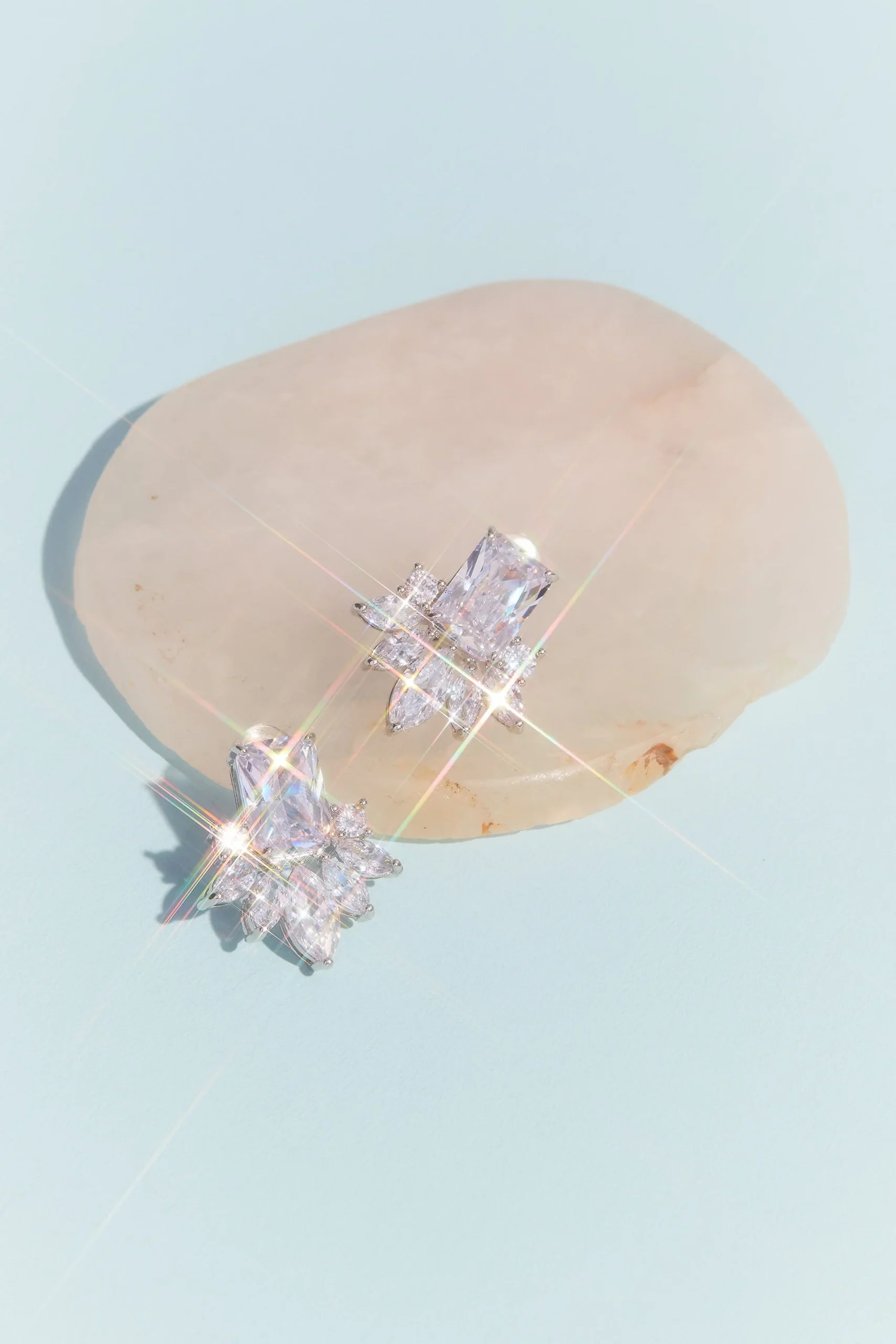 Cubic Zirconia Marquise Spray Clip Earrings