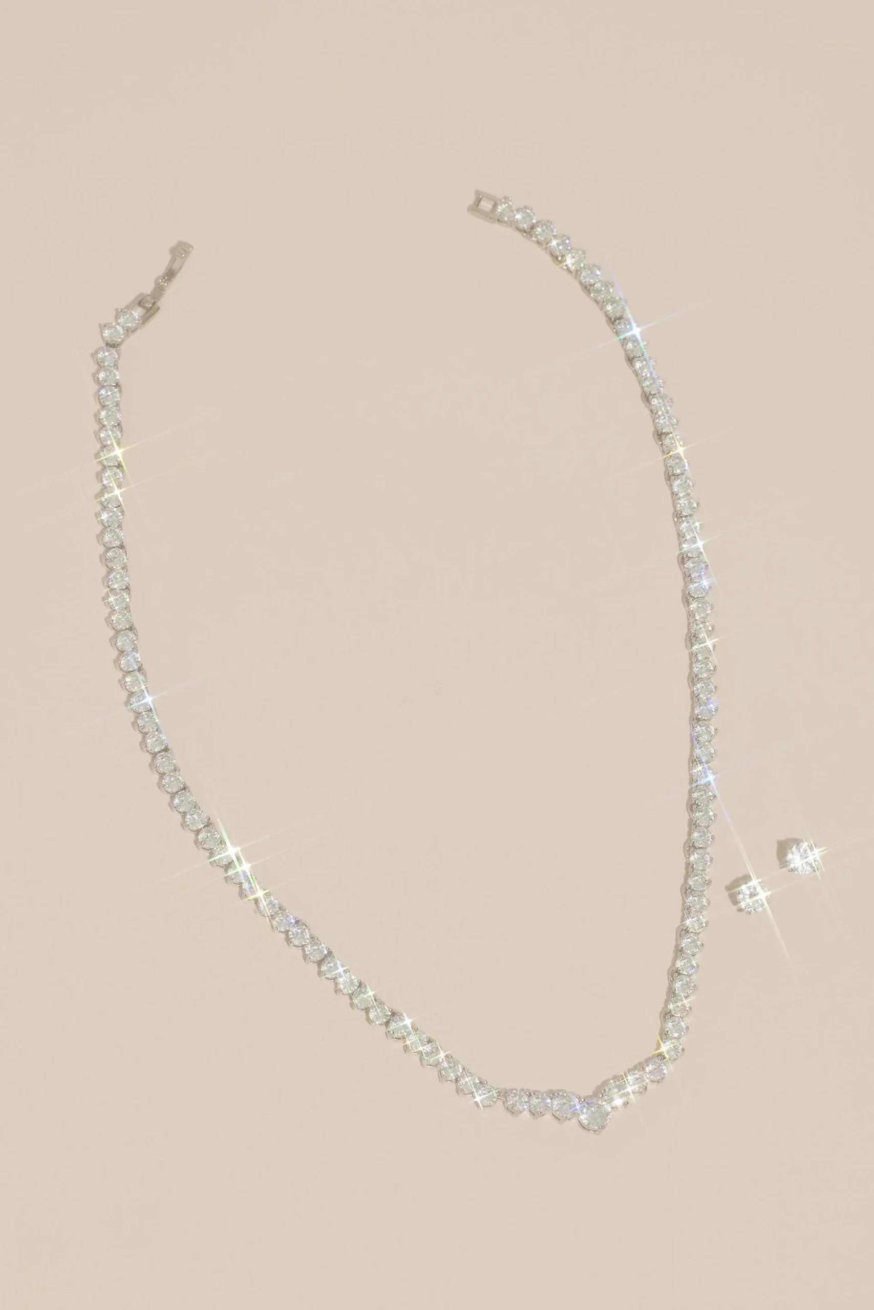 Cubic Zirconia Solitaire Necklace and Earring Set