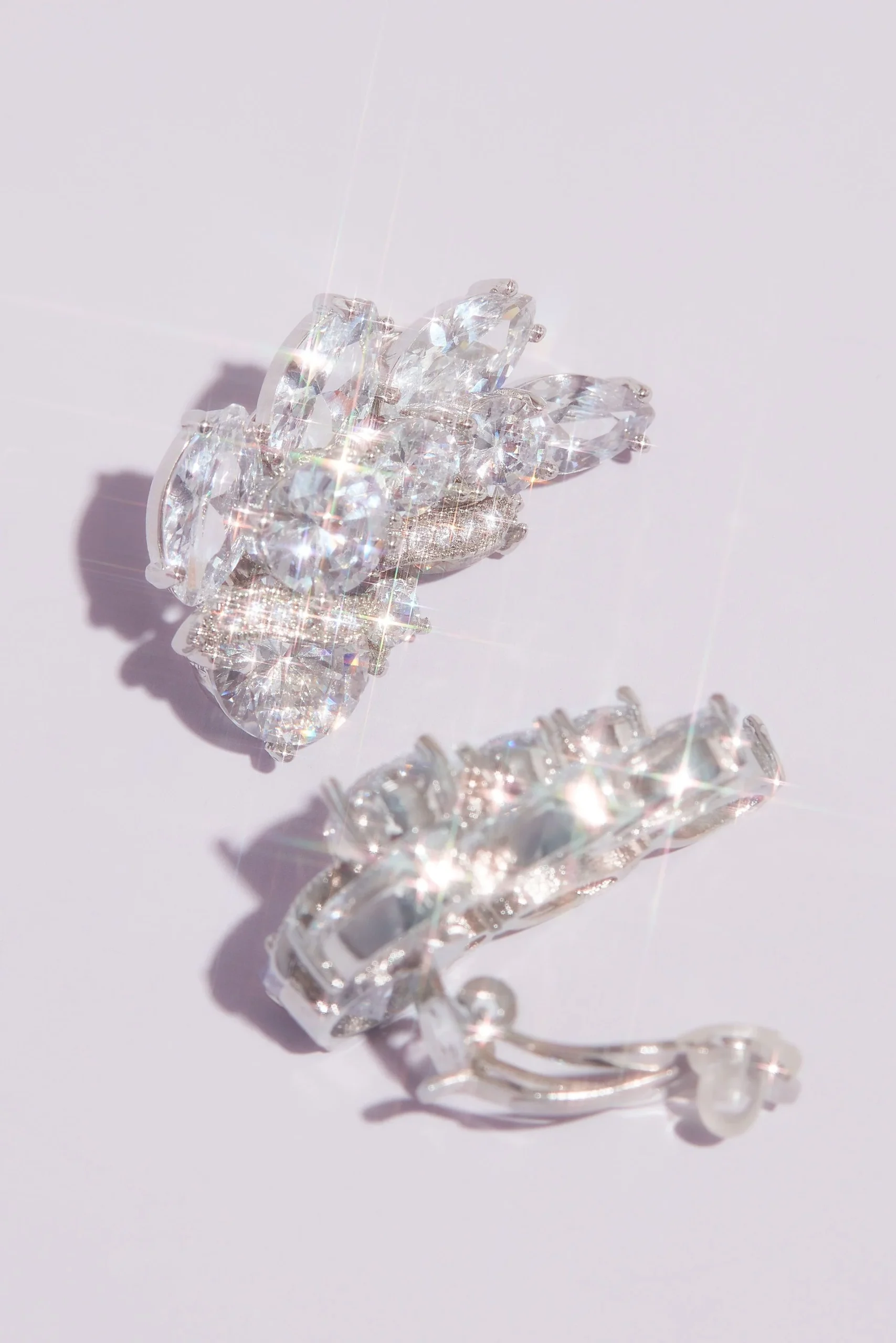 Cubic Zirconia Vintage Leaf Clip-On Earrings