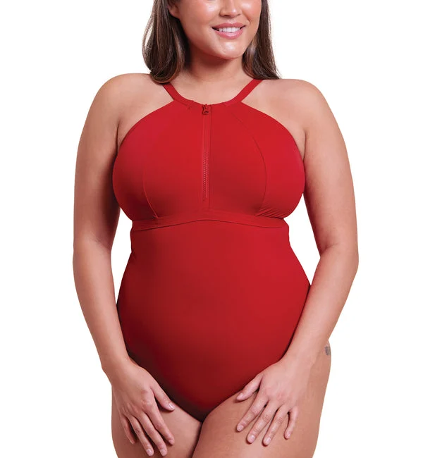 Curvy Kate Zip Tide Non-Wired Multiway Swimsuit (CS035606) - Red
