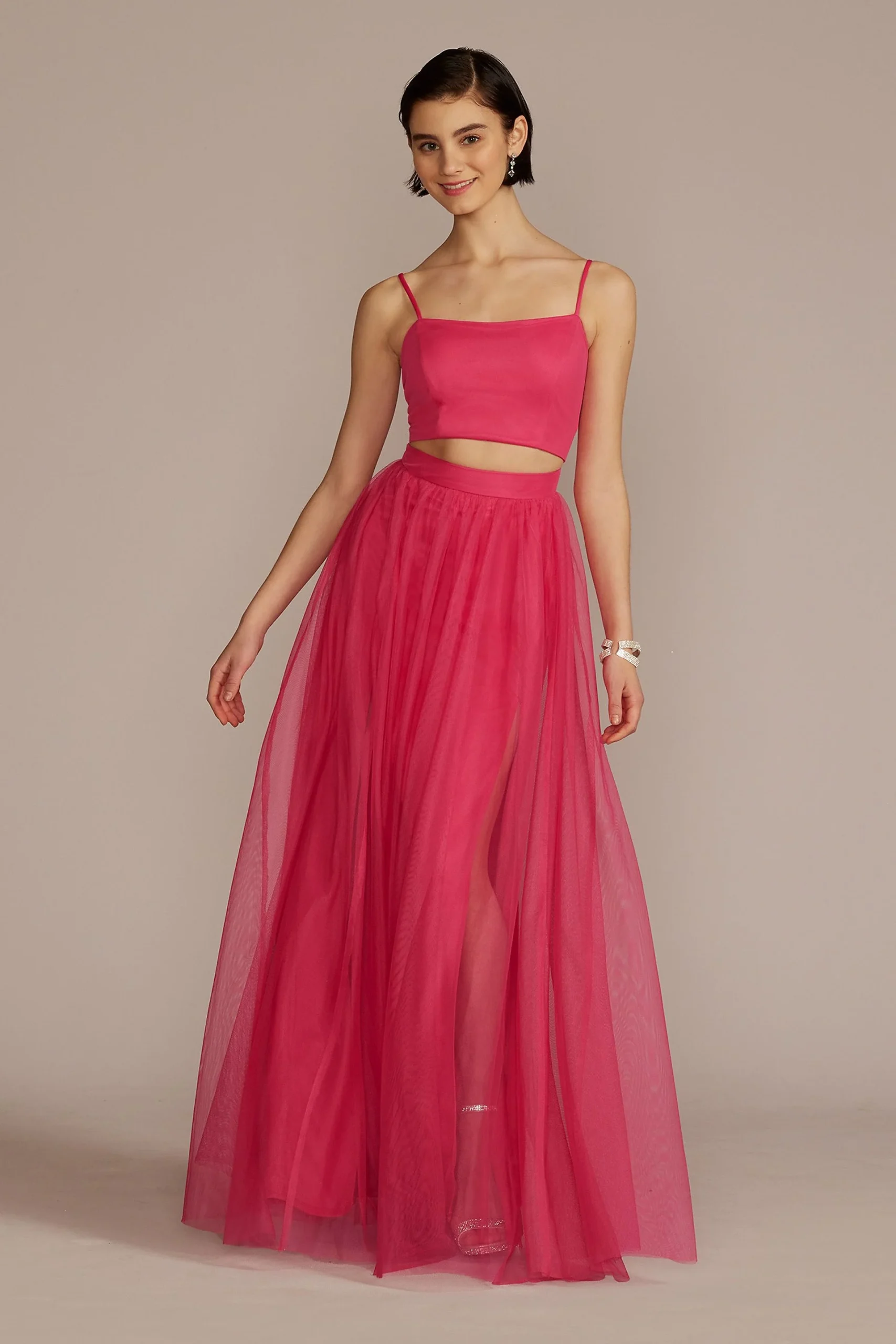 Cutout Crop Top and Tulle Skirt Set