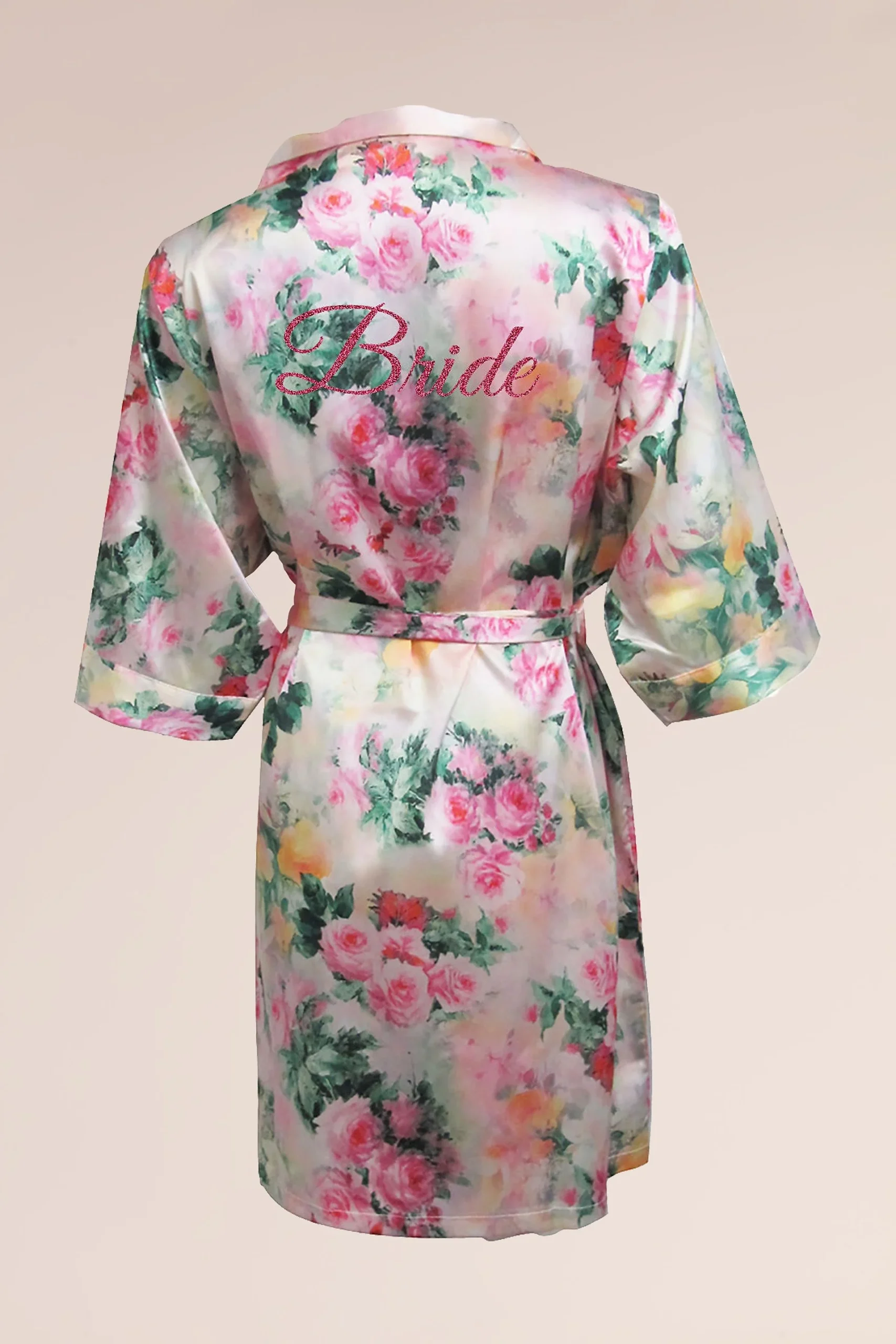 DB Exc Pastel Floral Robe with Pink Glitter Bride