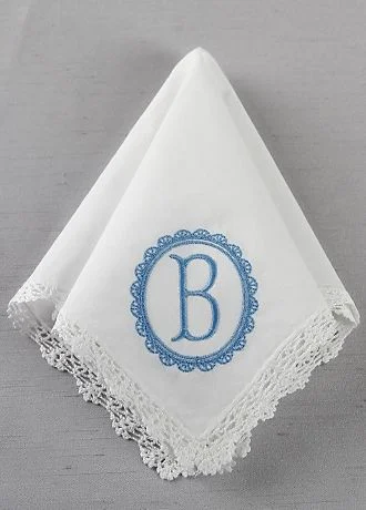 DB Exc Personalized Embroidered Oval Border Hankie
