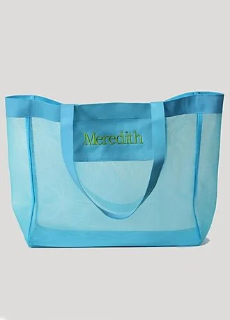 DB Exclusive Personalized Turquoise Mesh Tote Bag