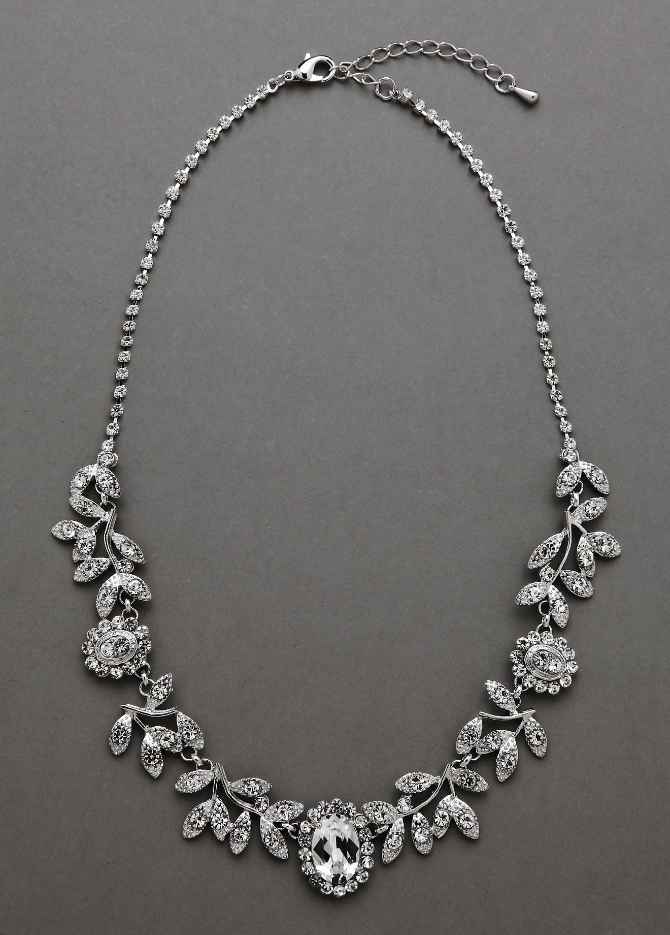 Vine Necklace with Large Oval Crystals