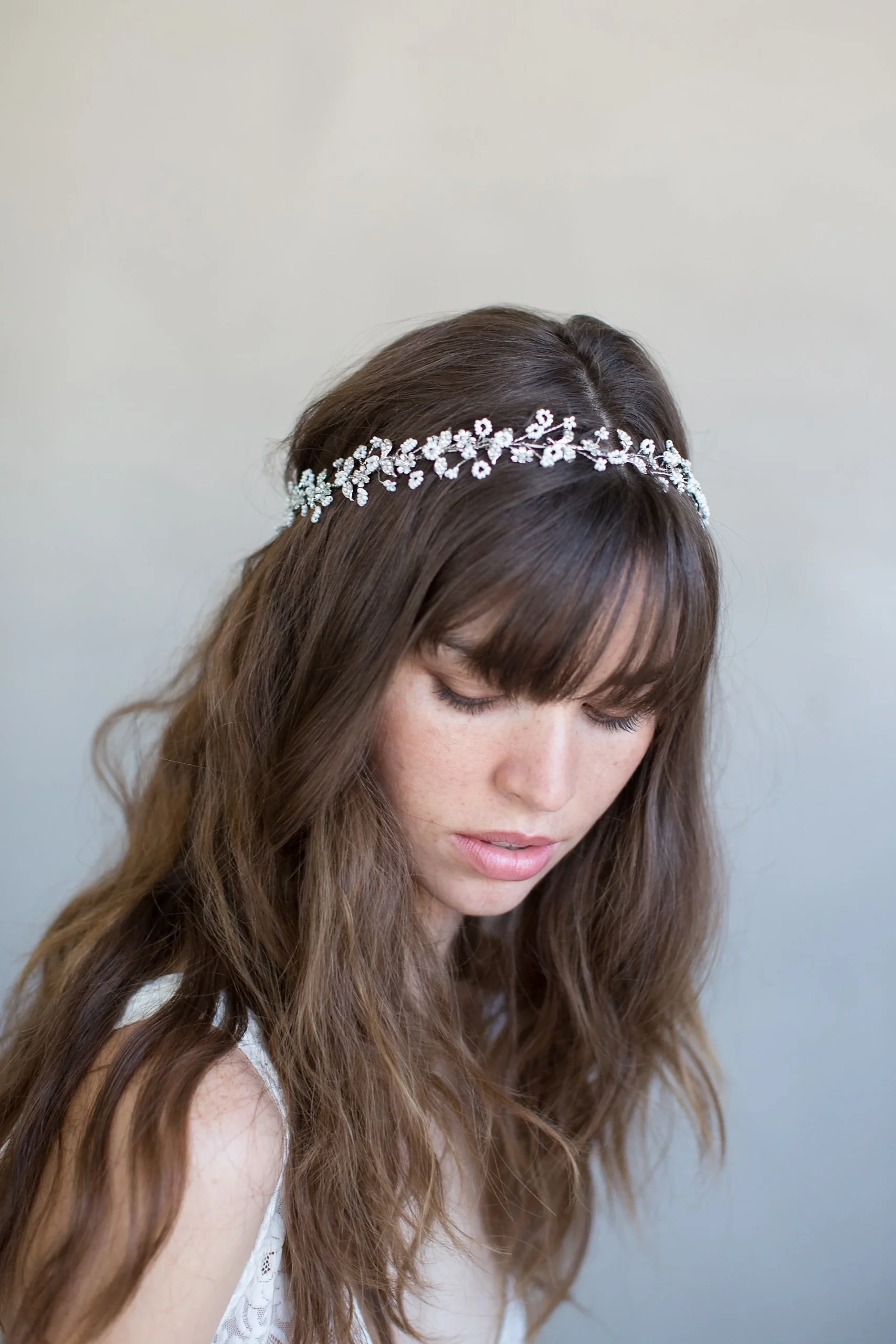 Delicate Beaded Flower and Crystal Hair Vine