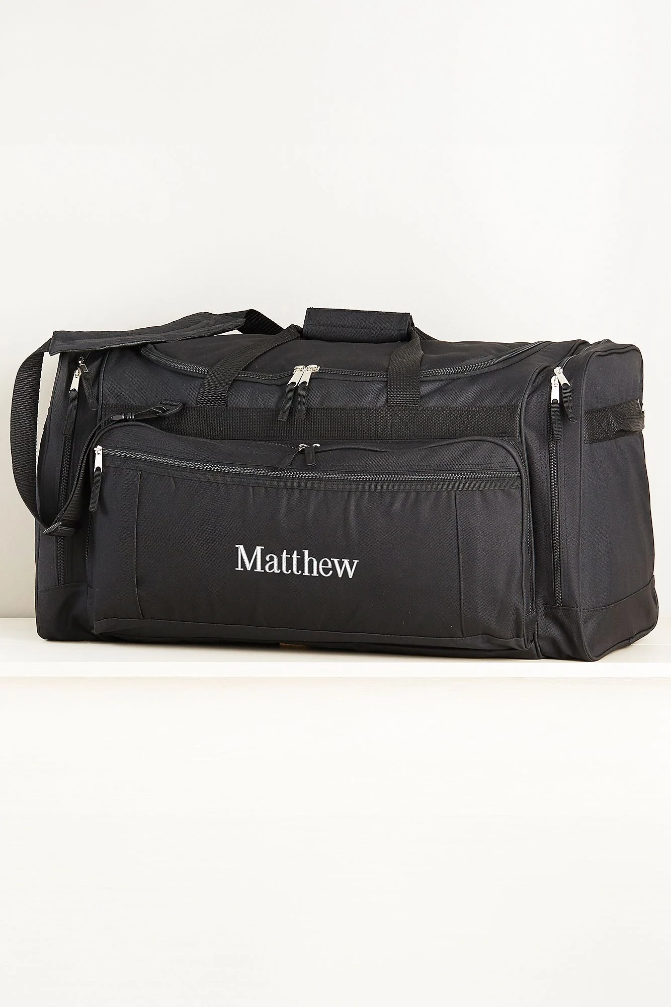 Deluxe Weekender Embroidered Duffel Bag - Black