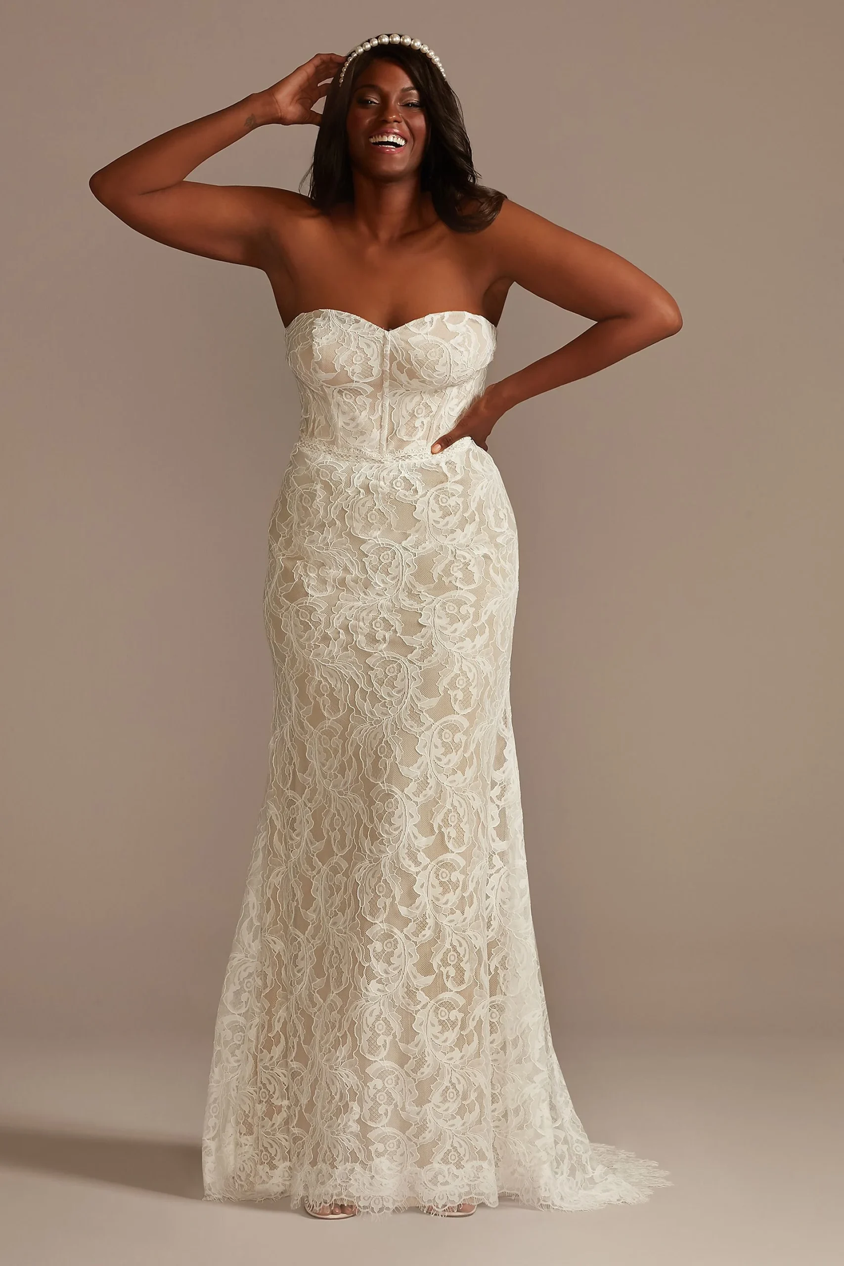 Detachable Sleeves Lace Sheath Wedding Dress