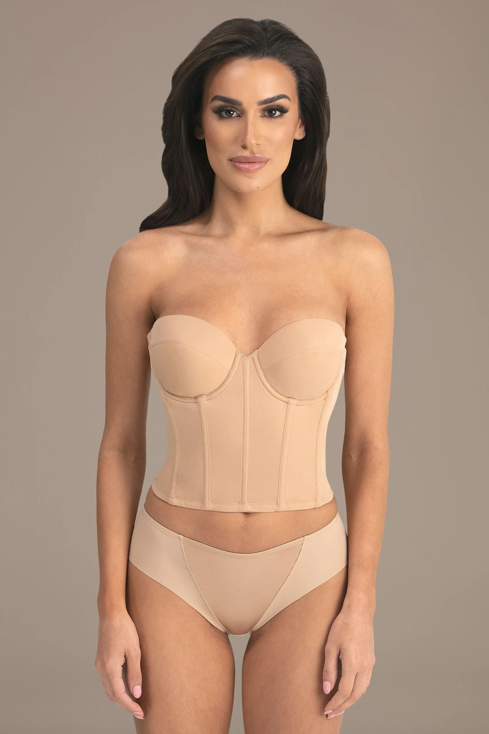 Dominique Brie Backless Strapless Bustier