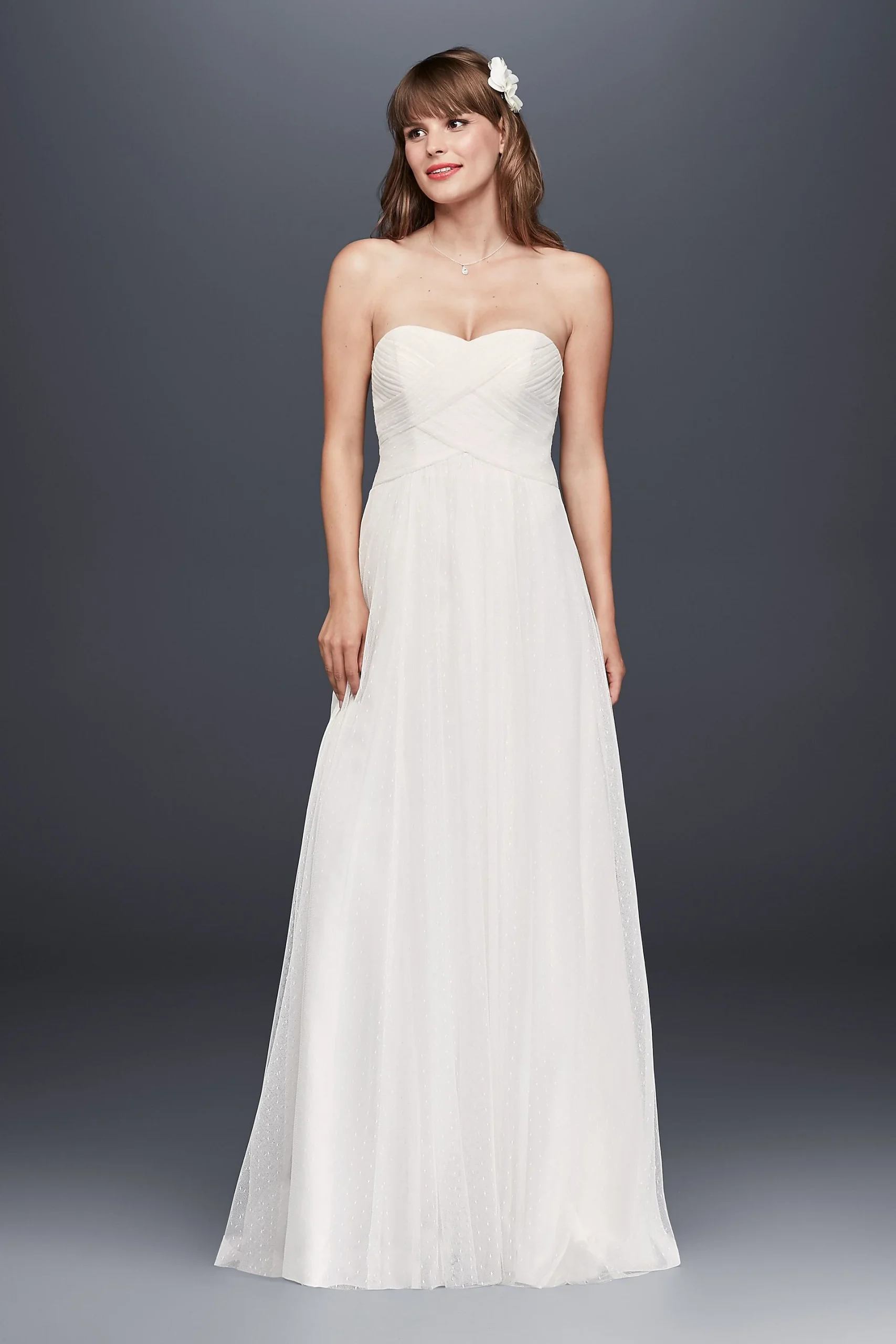 Dot Tulle Sweetheart Neck Plus Size Wedding Dress