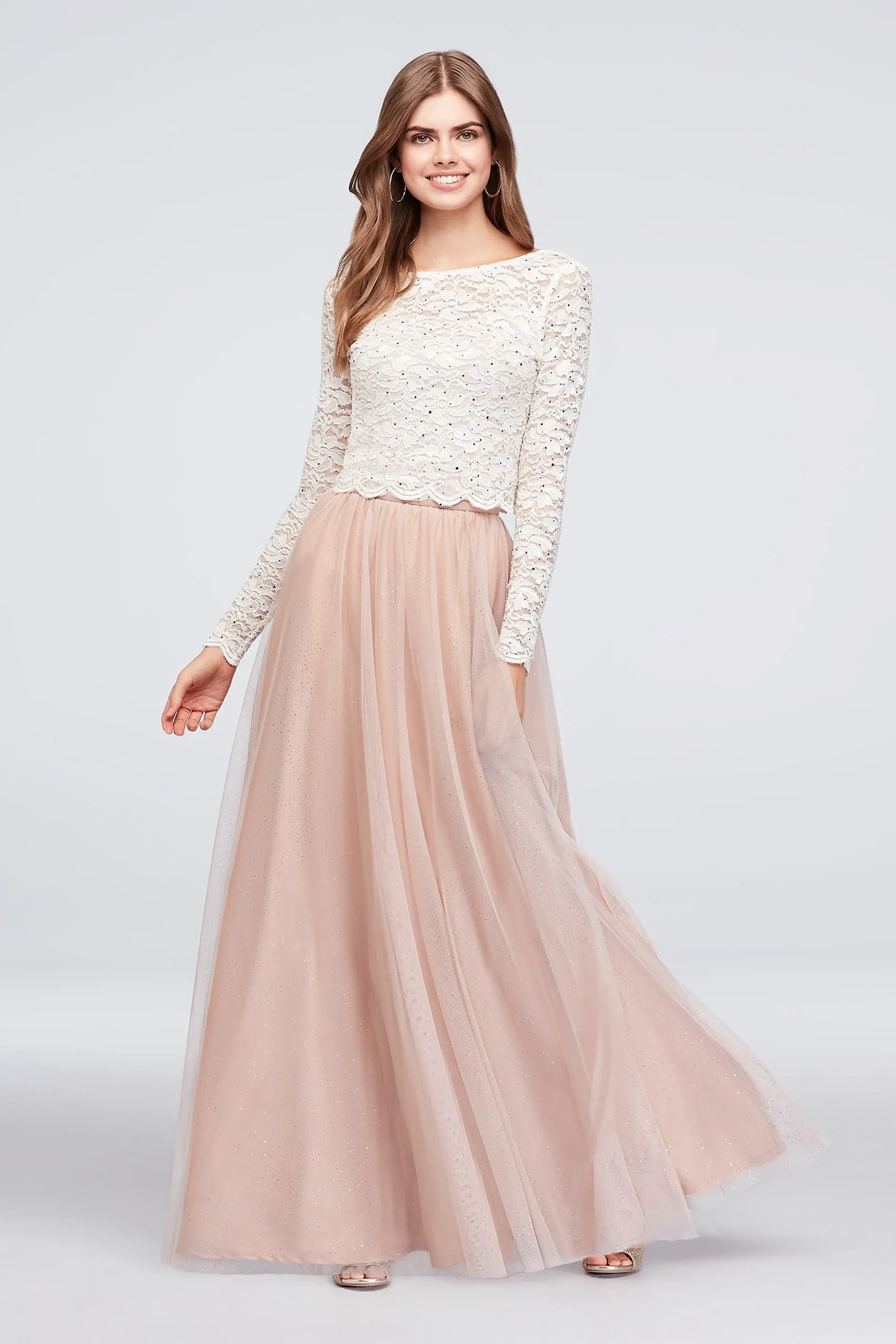 Dotted Glitter Lace Top and Tulle Skirt Set