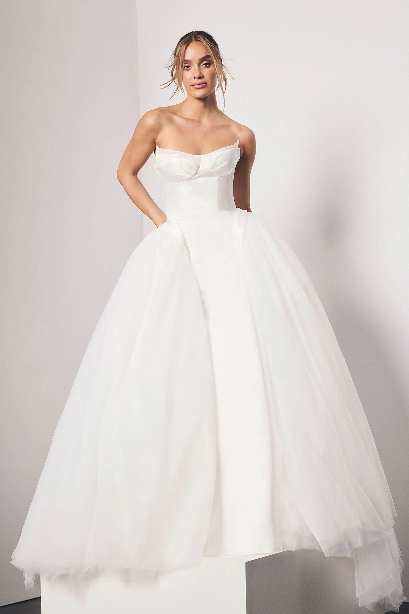Drop Waist Satin and Tulle Ball Gown