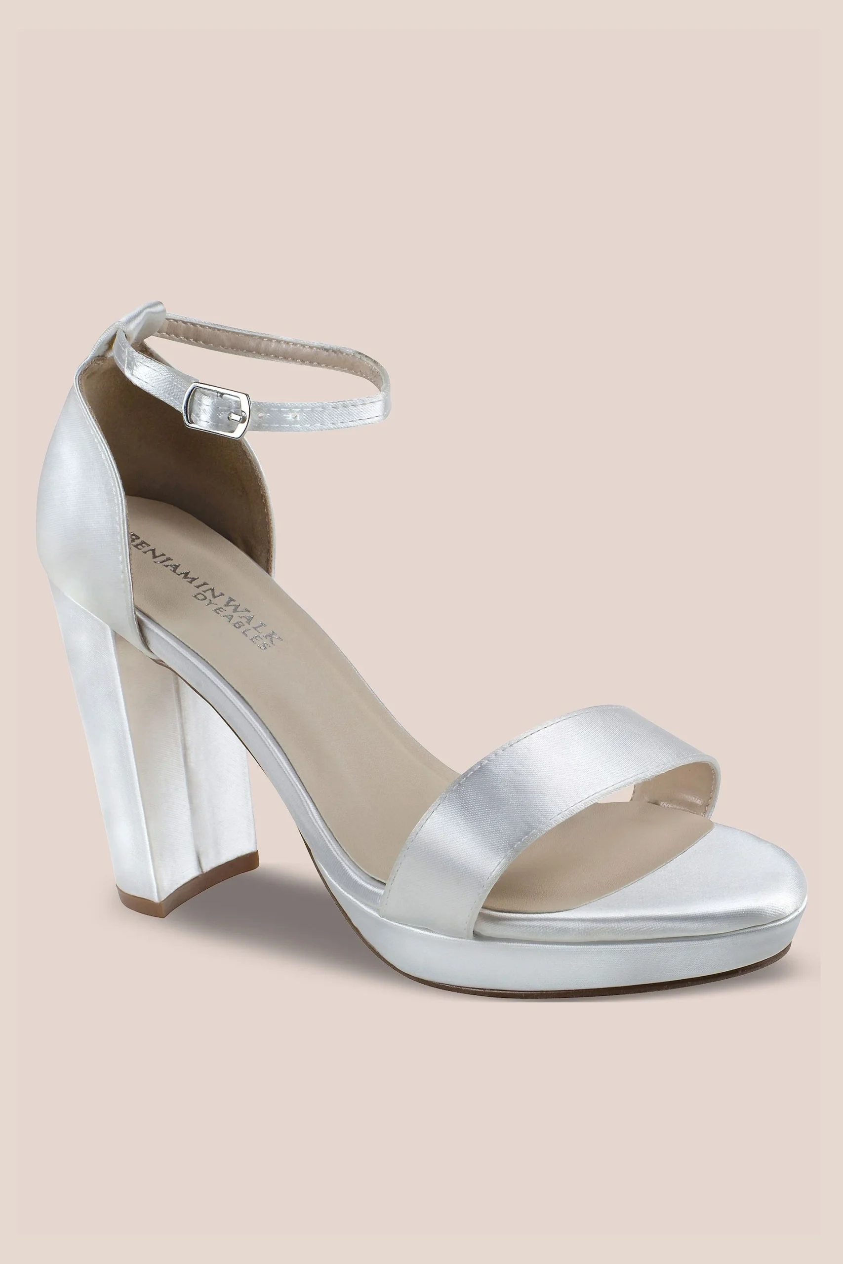 Dyeable Satin Block Heel Platform Sandals