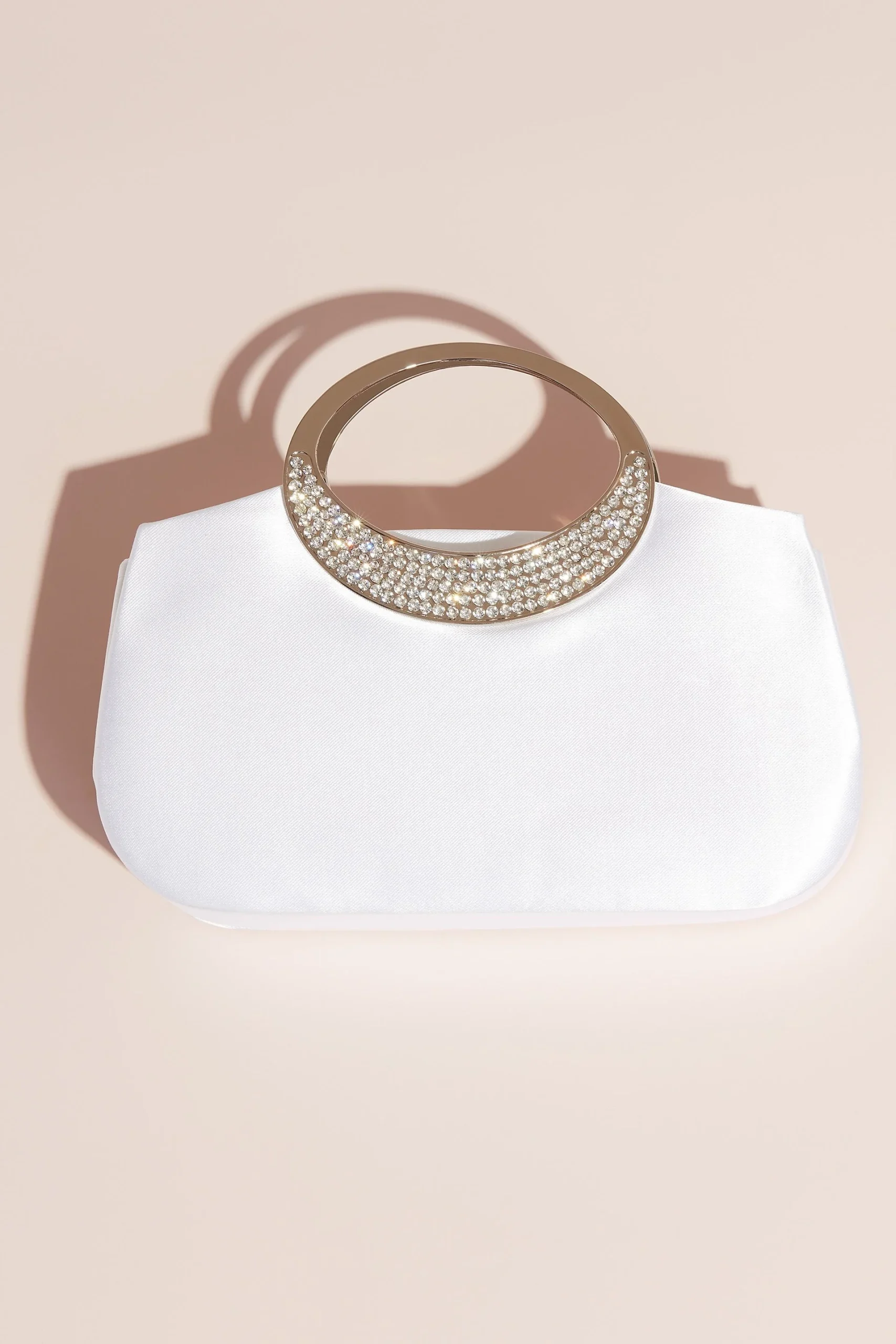 Dyeable Satin Clutch with Rhinestone Handle