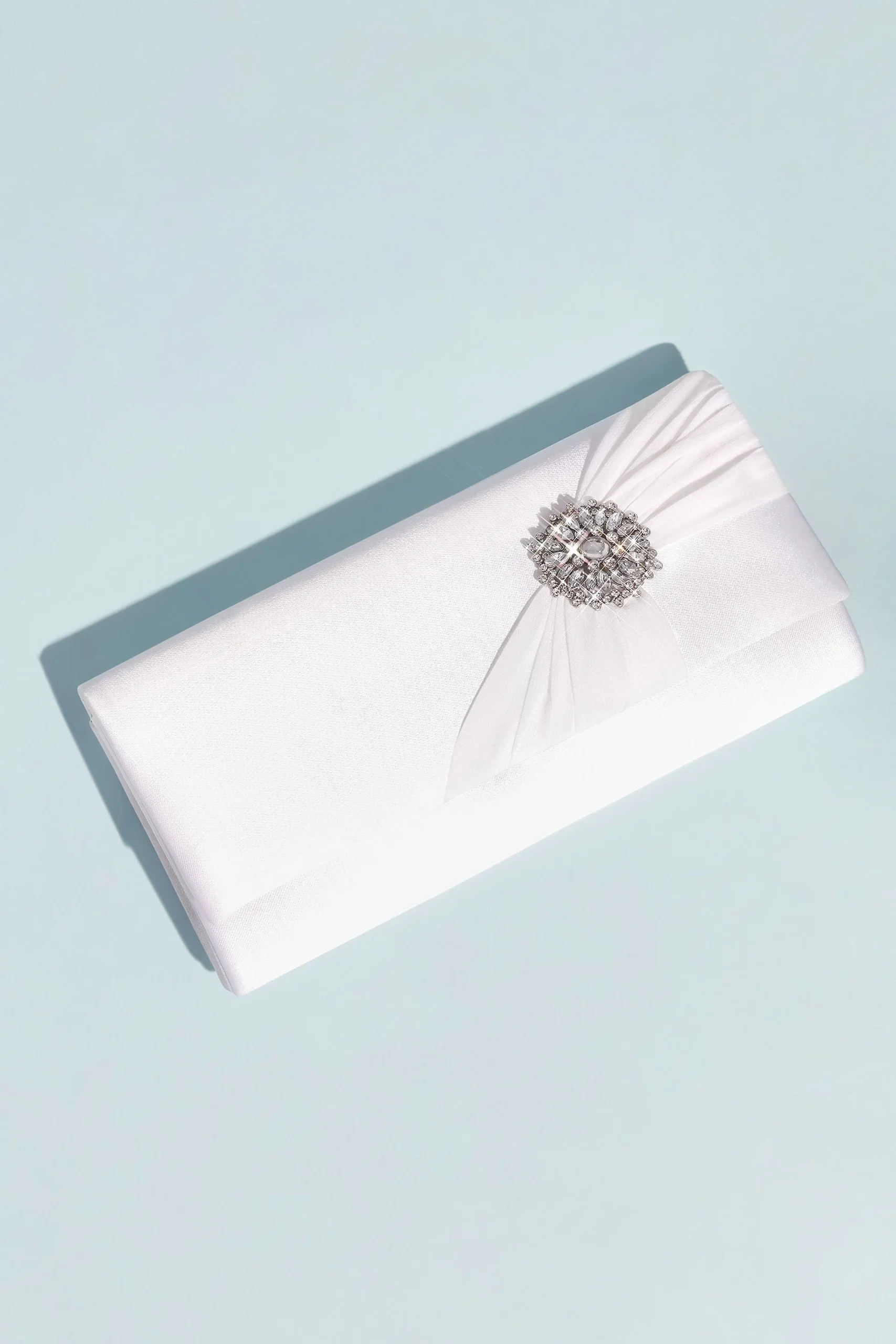 Dyeable Satin Clutch with Shirred Embellishment