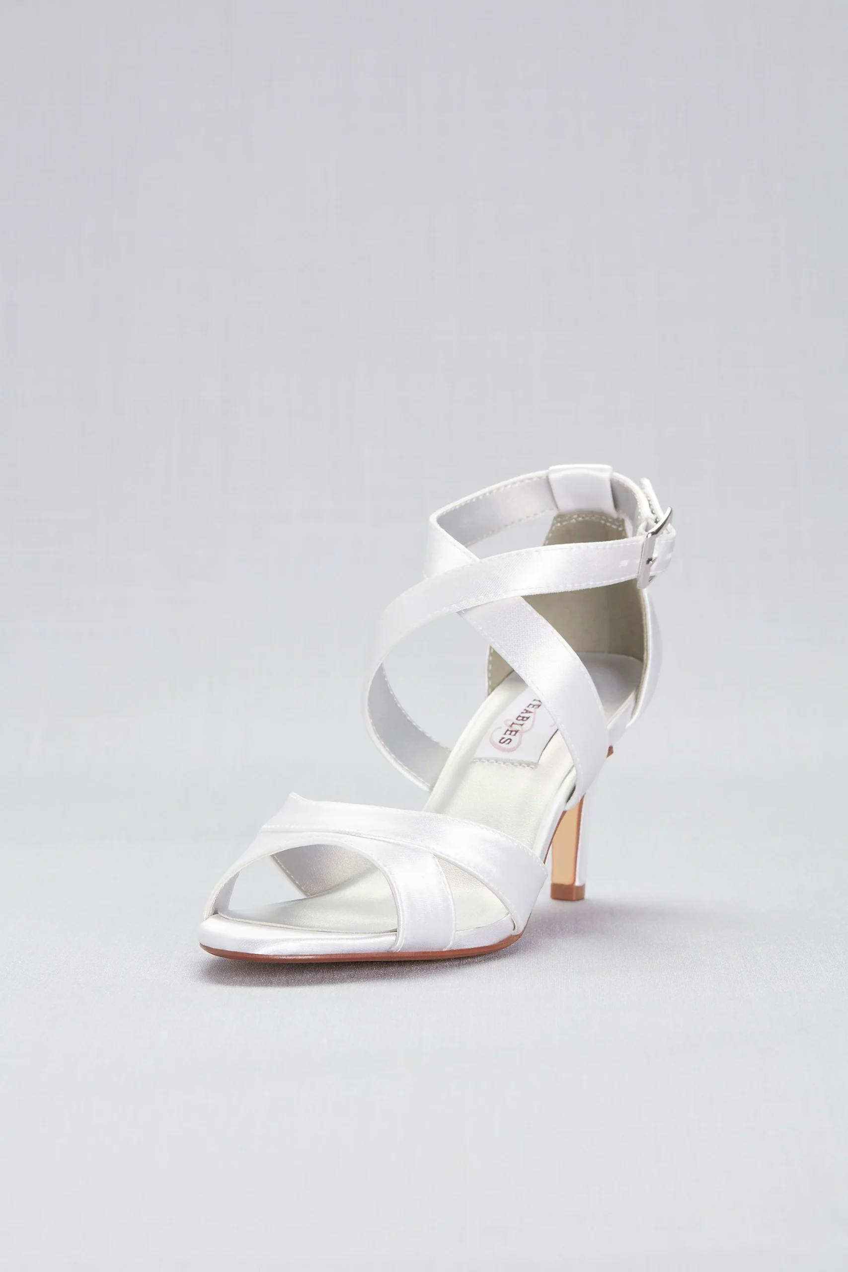 Dyeable Satin Crisscross Strap Mid-Heels