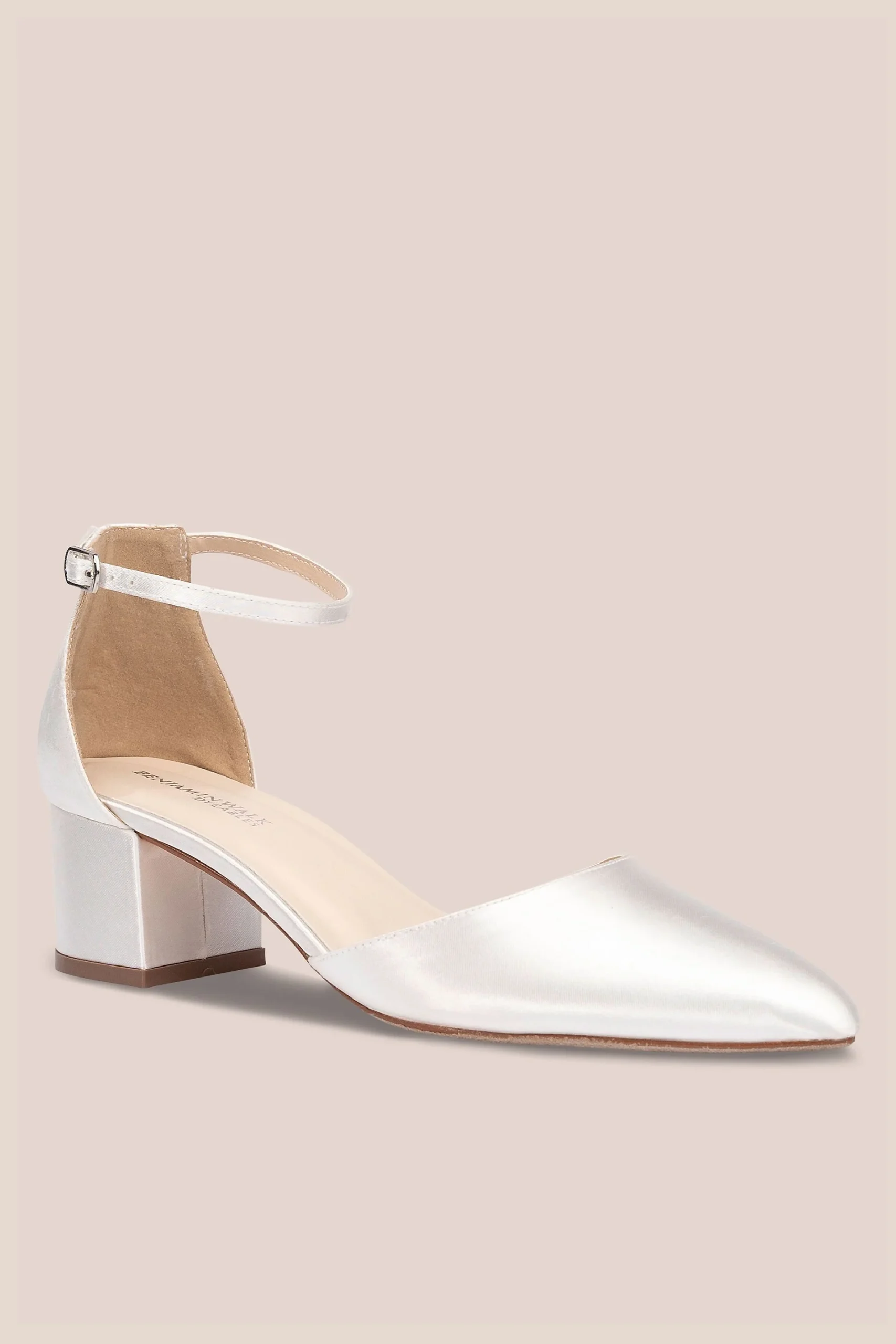 Dyeable Satin Low Block Heel Closed Toe Shoes