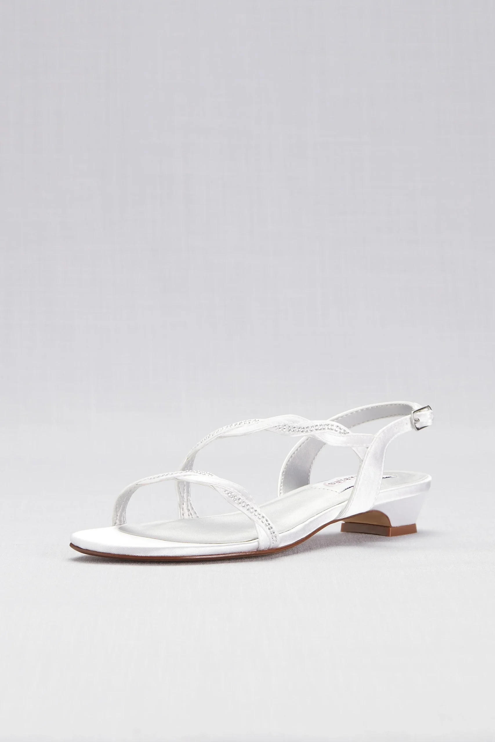 Dyeable Satin Sandals with Braided Crystal Straps