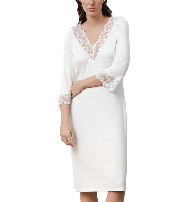 effetto Bamboo Basics 3/4 Sleeve Nightgown (02113) - Ivory