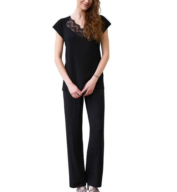 effetto Bamboo Basics PJ T-Shirt and Pants Set (02101) - Black