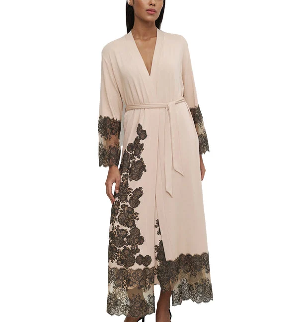 effetto Bamboo Night Bloom Long Sleeve Robe (03348) - Almond Milk