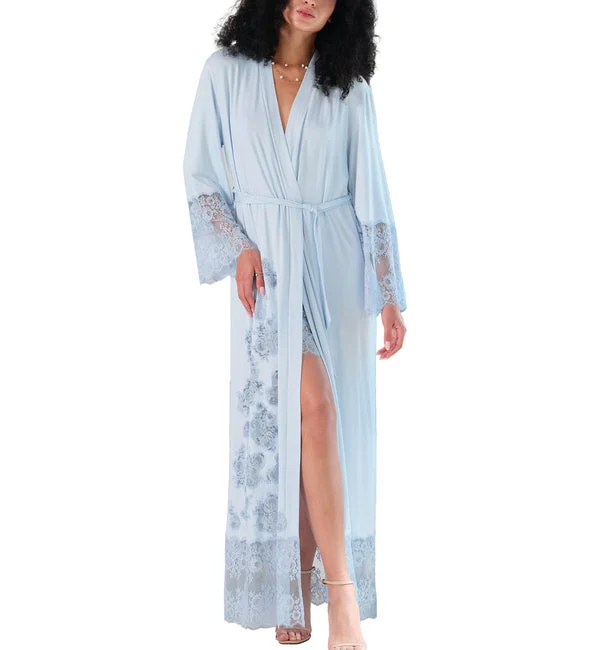 effetto Bamboo Night Bloom Long Sleeve Robe (03348) - Icy Blue