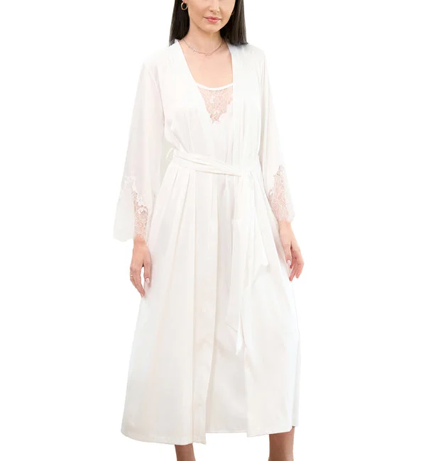 effetto Satin Bridal Long Sleeve Robe (S03402) - White